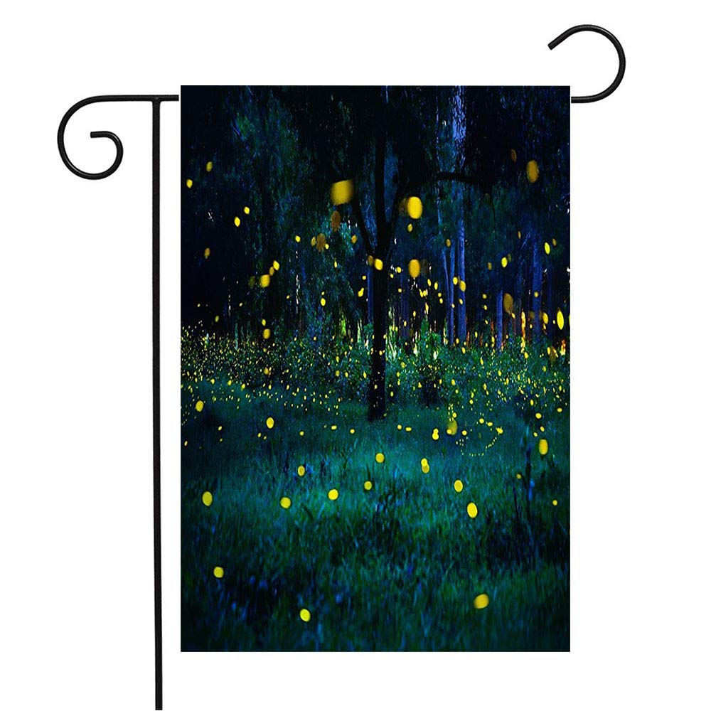 Glowing Firefly Garden Flag 12x18 Inch - Welcome Fireflies Flying Forest Night Animals Wildlife Outdoor Decor for Patio, Lawn, Home - Perfect for Seasonal Garden, Parks, and Backyard Decoration
