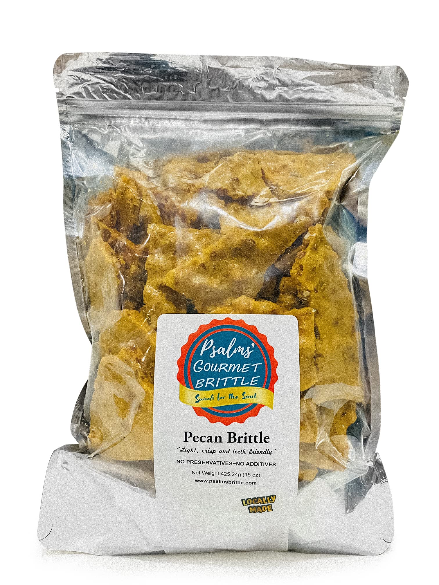 PSALMS' GOURMET BRITTLE - Light & Crispy Pecan Brittle (16oz/1lb) | Teeth-Friendly Homemade-Style Nut Candy | Perfect for Gifts, Parties & Snacking