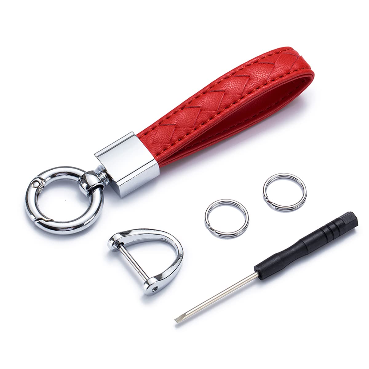 Durable PU Leather Car Keychain for Men & Women - Metal Key Ring Holder - Perfect for Car Keys, House Keys & Office Keys - Ideal Gift for Drivers & Key Organizers