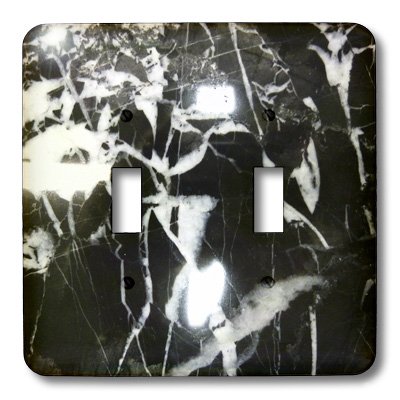 3D Rose Black and White Marble Double Toggle Switch - Stylish Wall Plate Cover for Home, Office, and Bedroom Decor