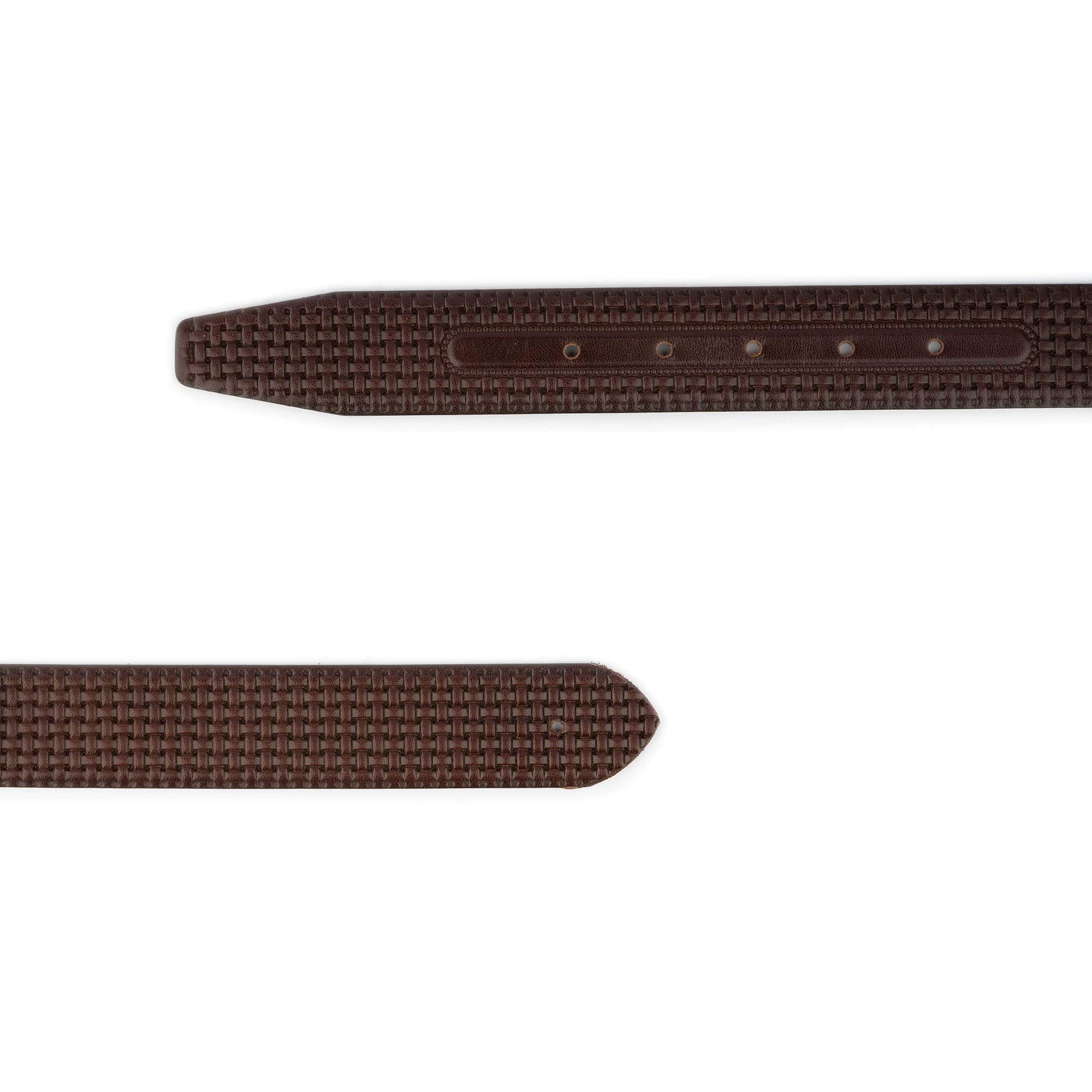 Premium Men's Leather Belt Strap for Montblanc Buckles - Woven Embossed Dark Brown Genuine Leather - Perfect for Business, Casual & Formal Wear