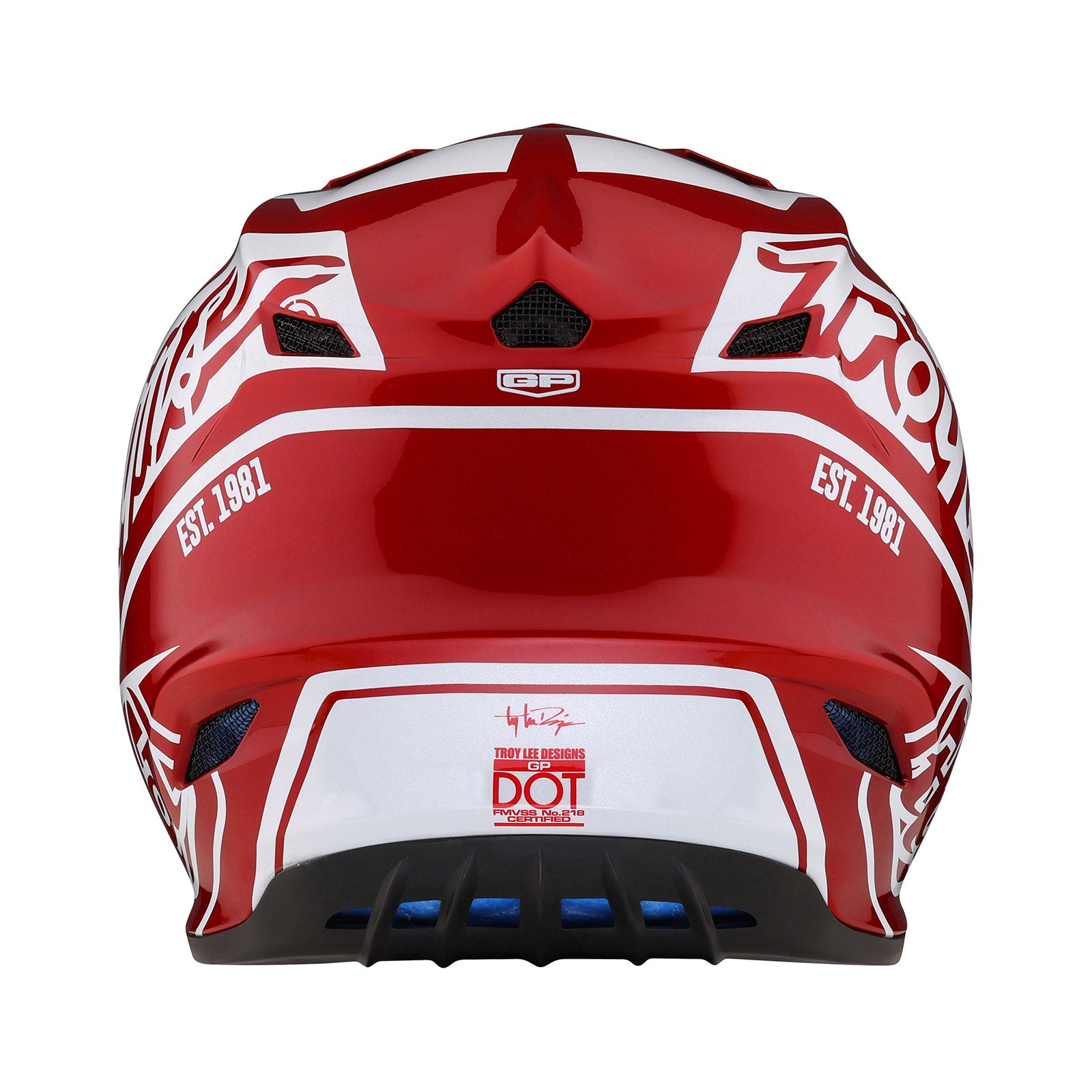 GP Slice Helmet - Red & White Motorcycle Racing Helmet for Men & Women - Lightweight, DOT Approved for Street & Track Racing