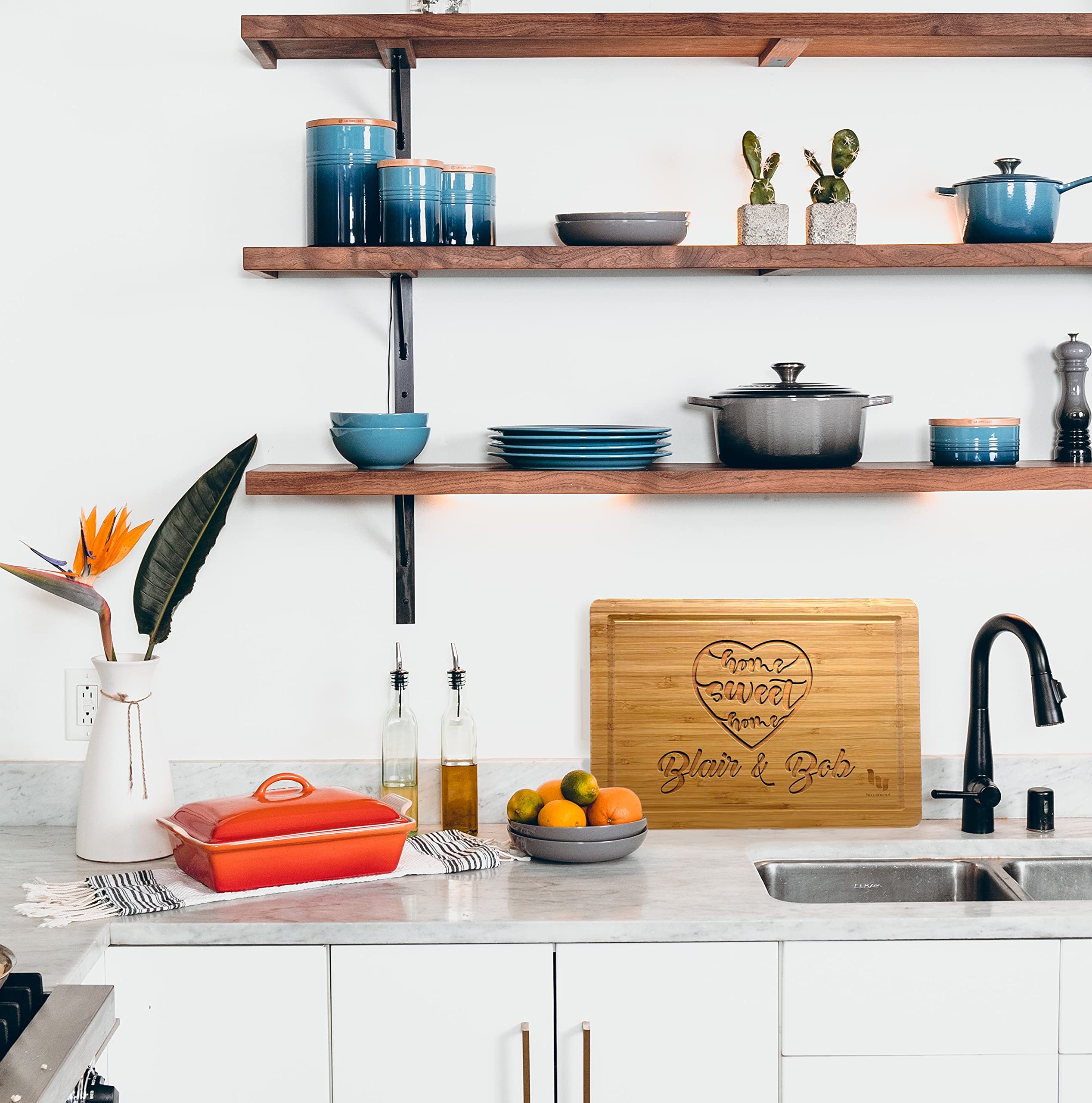 Personalized Wooden Cutting Board - Custom Engraved Housewarming Gift for New Homeowners, Couples & First-Time Buyers - Unique 