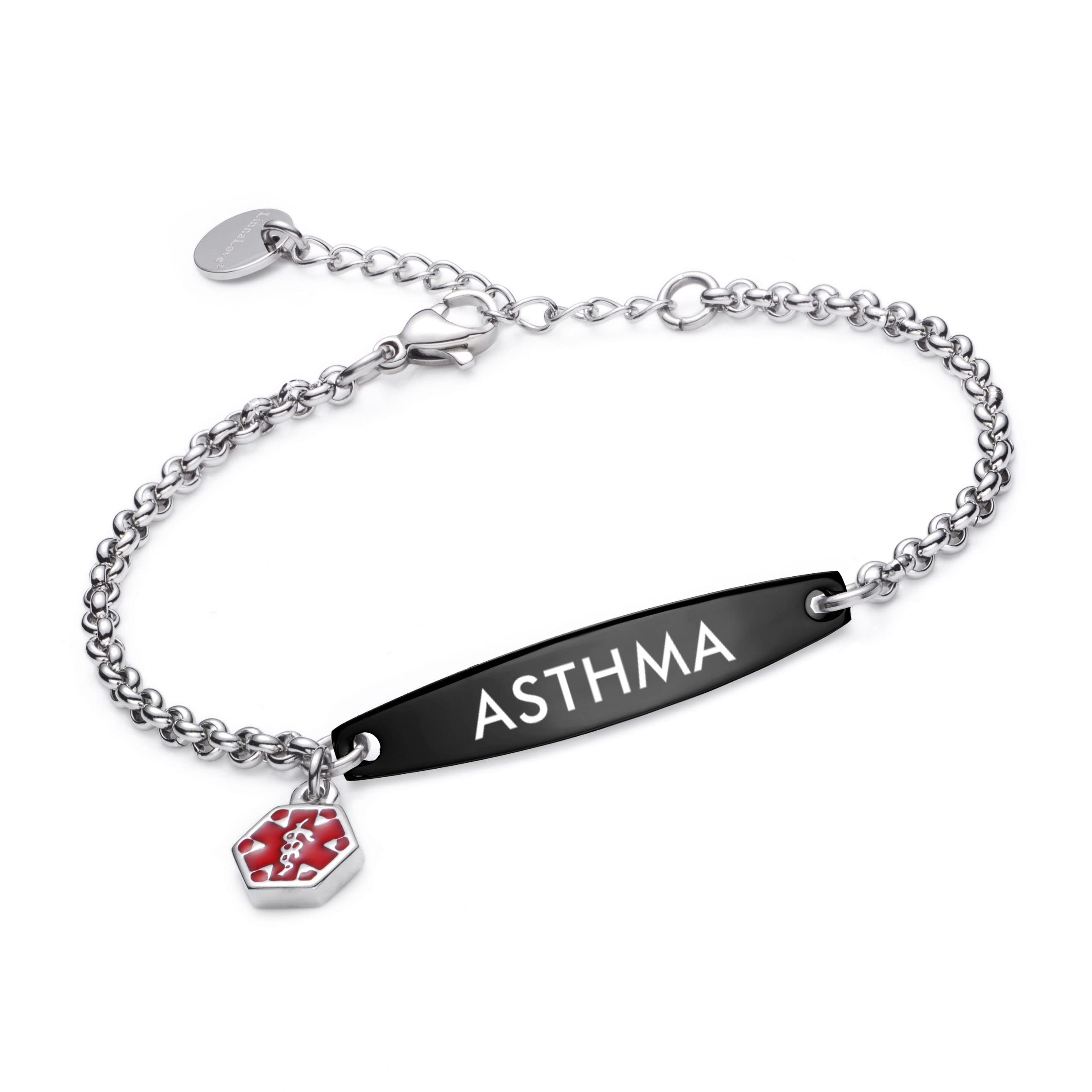 LinnaLove Pre-Engraved Simple Rolo Chain Medical Alert ID Bracelet for Women - Emergency Medical Information Jewelry for Allergies, Diabetes & Heart Conditions