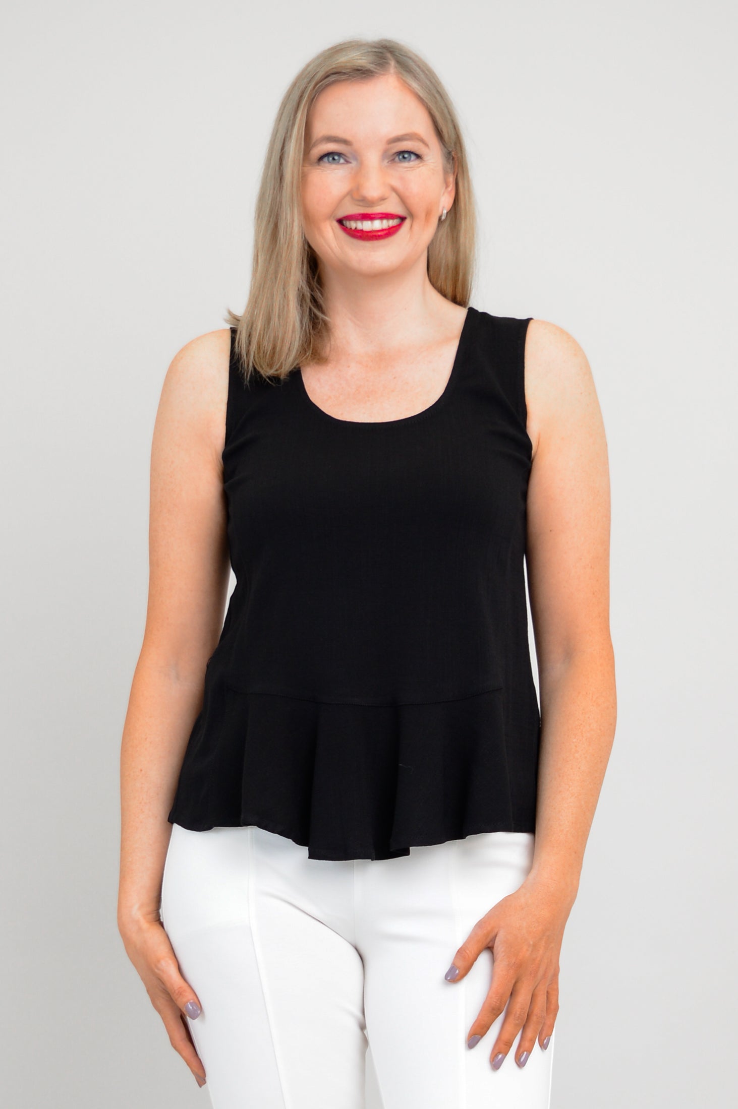 Ginny Tank Top for Women - Soft Black Linen Bamboo Blend - Perfect for Summer, Yoga, and Casual Wear