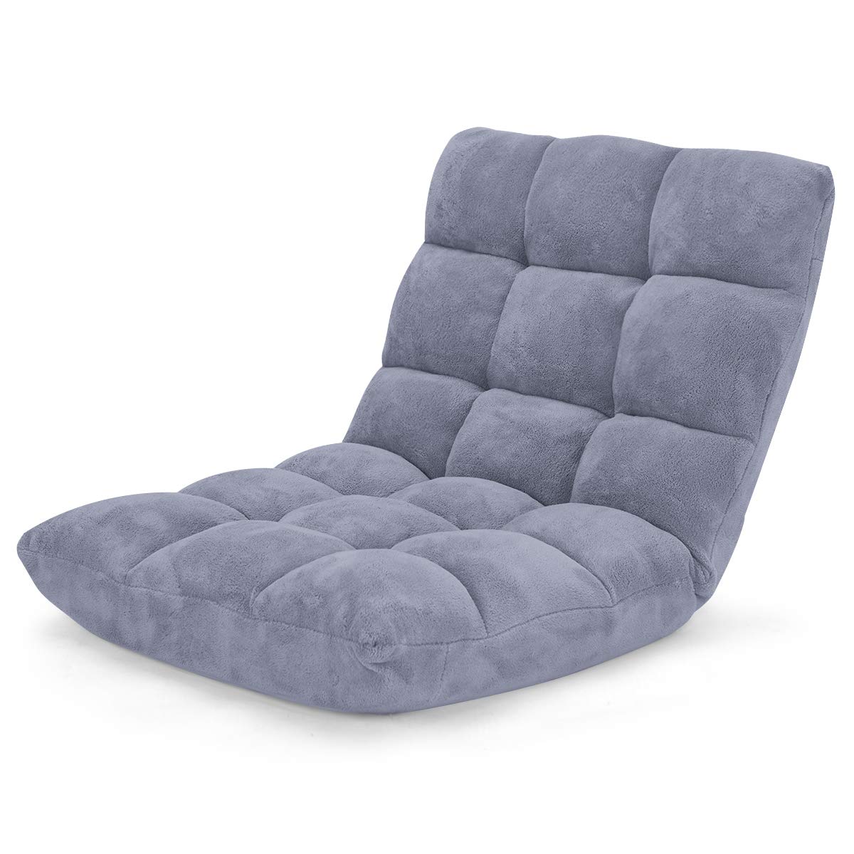 14-Position Adjustable Floor Folding Sofa Chair - Convertible Sleeper Bed & Gaming Recliner for Living Room, Bedroom - Comfortable Multi-Functional Furniture (Gray) | Perfect for Small Spaces, Movie Nights & Guest Accommodations