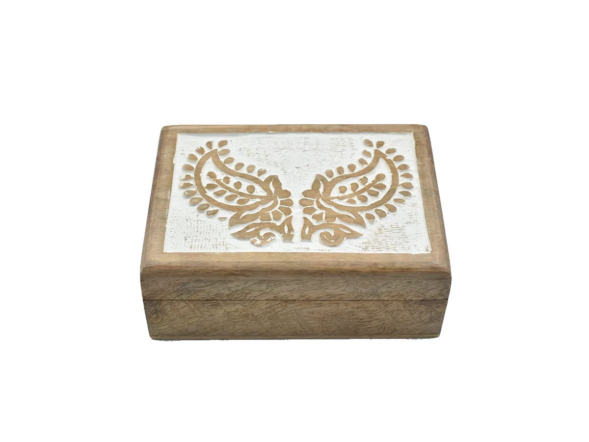 Handmade Wooden Jewelry Box with Paisley Carving - Decorative Treasure Chest for Women, Jewelry Organizer & Keepsake Gift for Her - Perfect for Home Décor, Wedding Gifts & Jewelry Storage