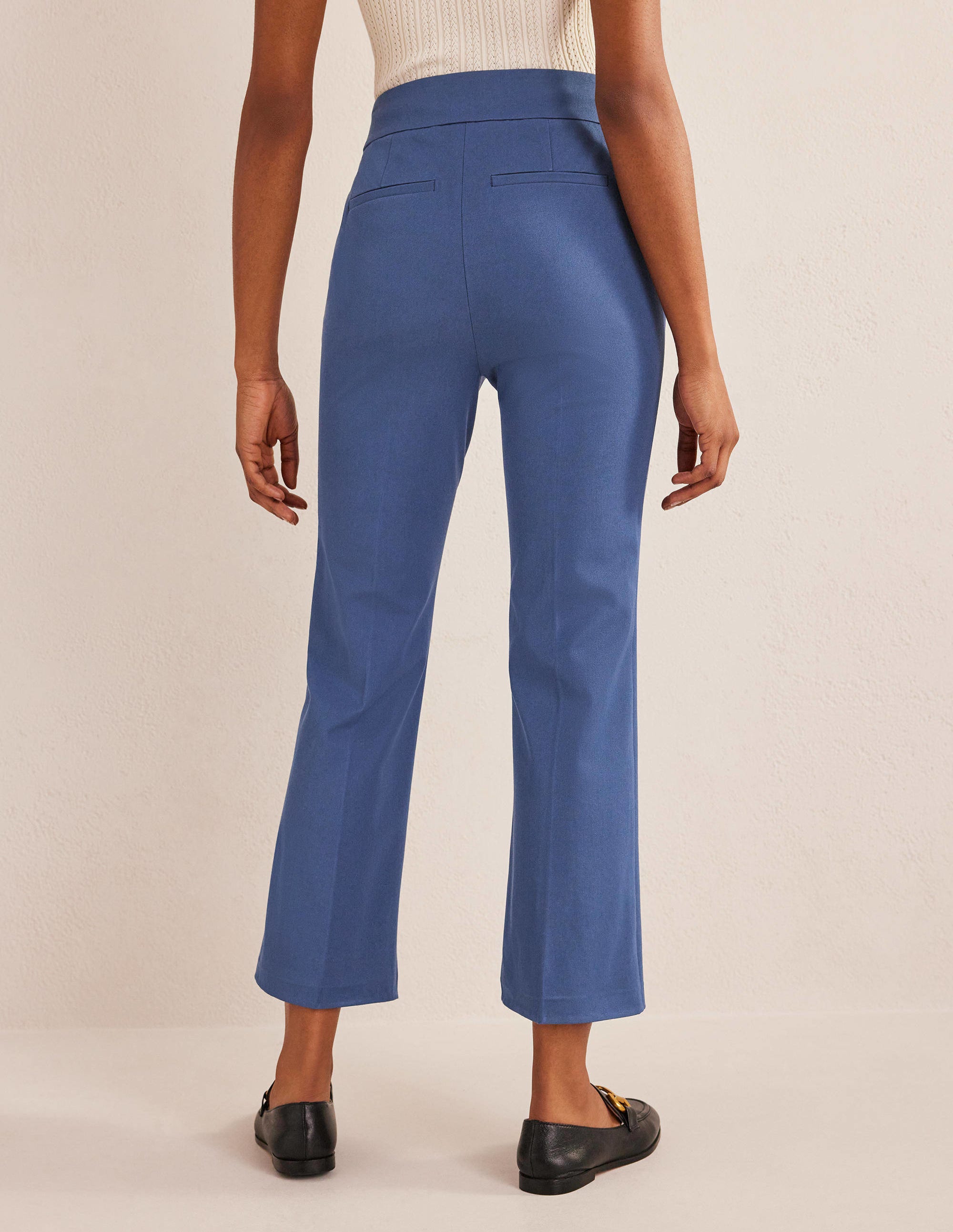 True Blue Bi-Stretch Flare Crop Pants for Women - Comfortable & Stylish for Yoga, Workout, and Casual Wear