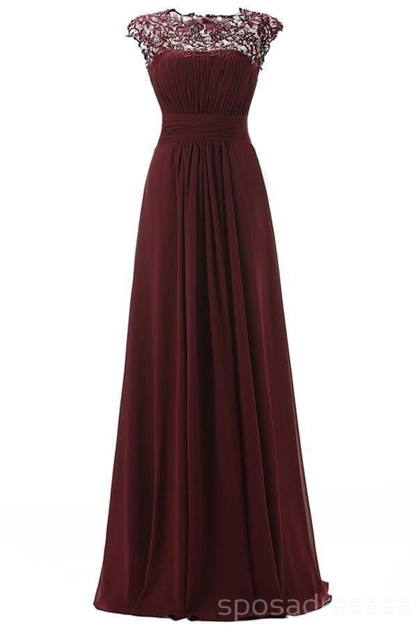 Elegant Open Back Burgundy Lace Long Bridesmaid Dress - WG295 | Sheer Wedding Party Gown for Formal Events & Evening Occasions