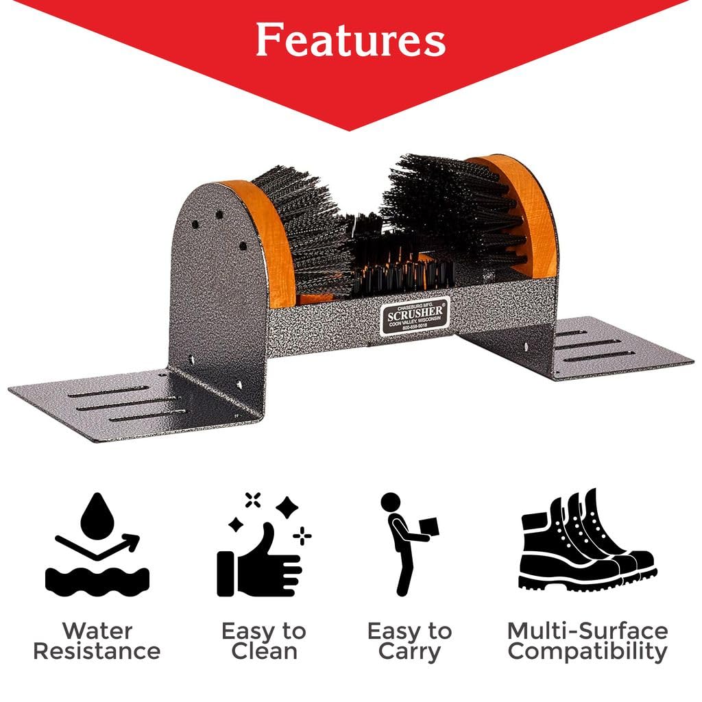 Big Boot Cleaner - Heavy Duty Extra Wide Shoe & Boot Brush with Weather Resistant Steel Frame | Made in USA | Ideal for Hiking, Farming & Outdoor Work