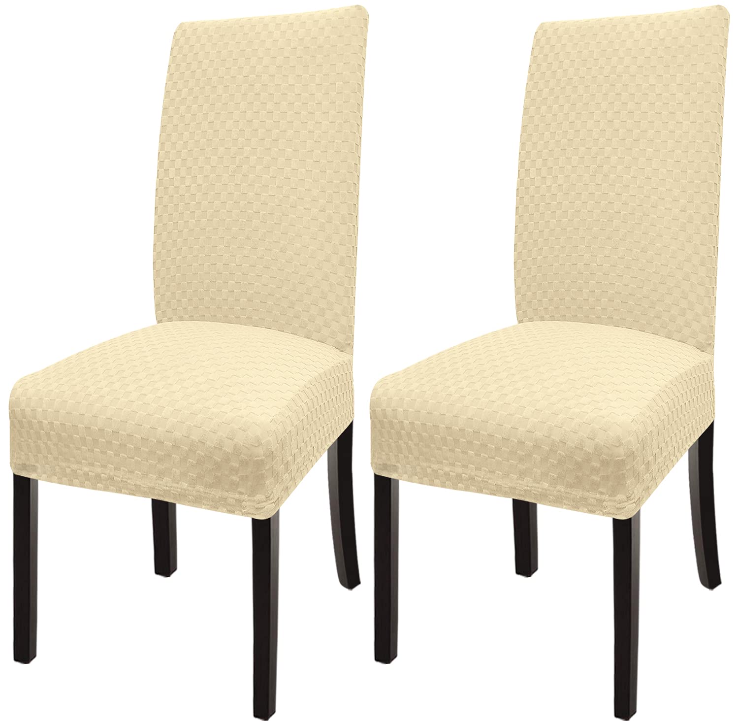 Northern Brothers Beige Dining Chair Covers Set of 2 - Waterproof & Stretchable Seat Covers for Dining Room, Kitchen, and Party Decor