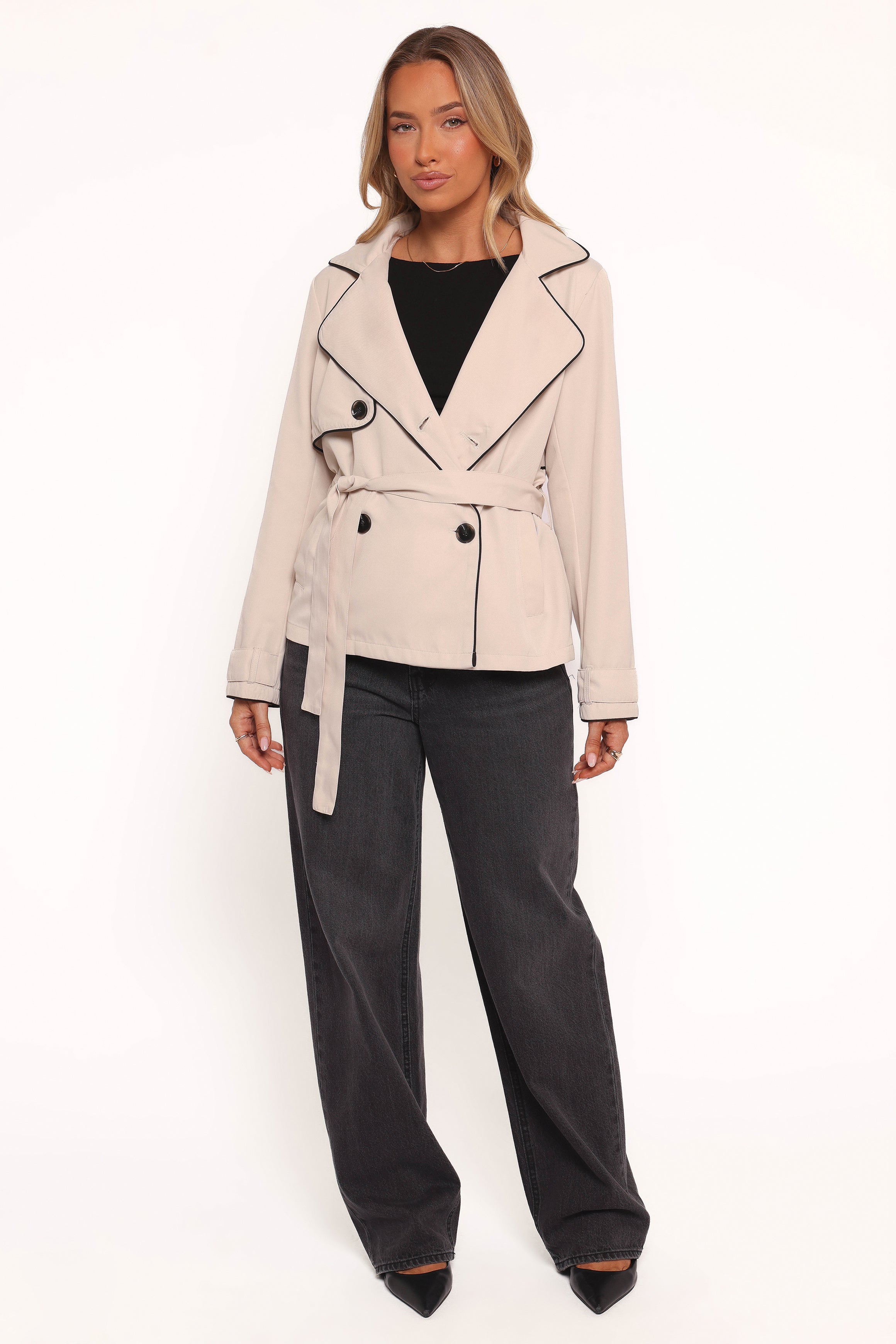 Franklin Cropped Trench Coat in Ecru - Stylish Women's Lightweight Jacket for Spring & Fall | Perfect for Office, Date Night & Casual Outings