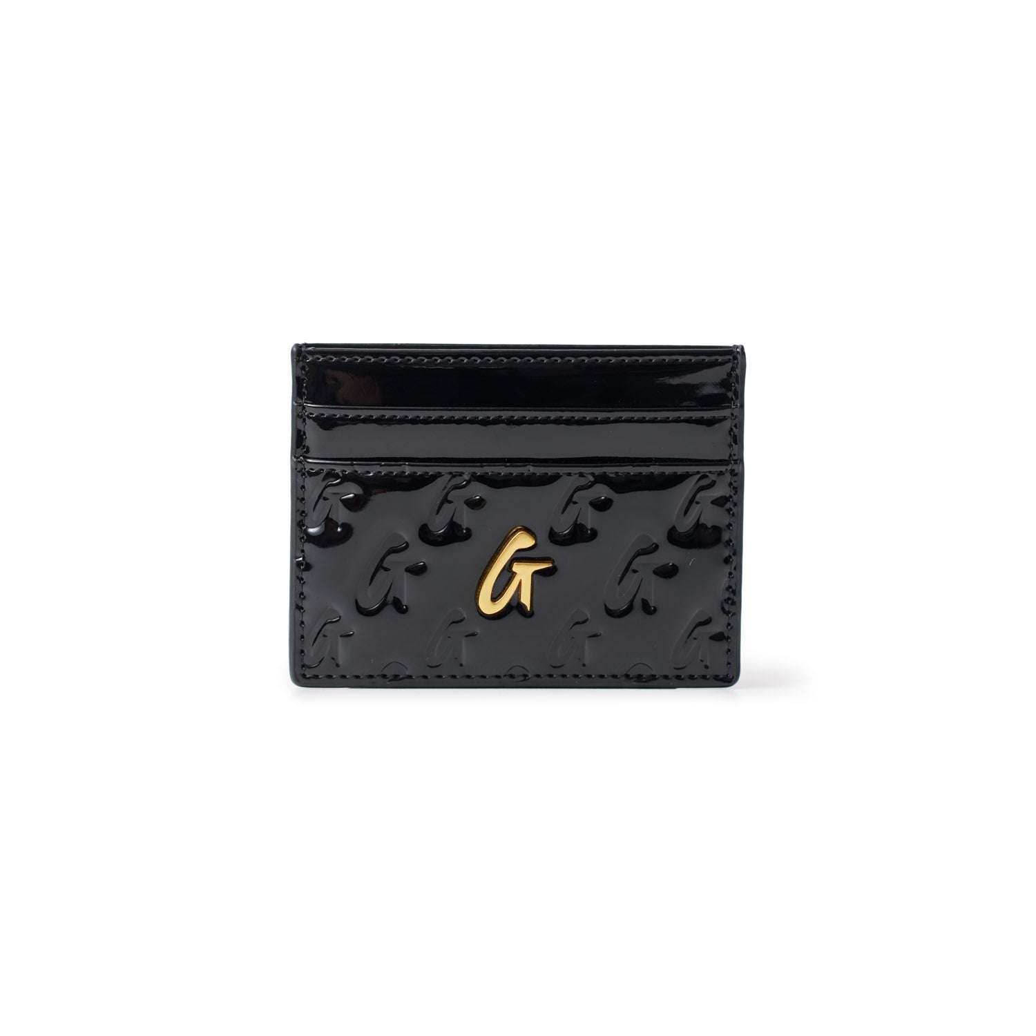 Luxury Monogram Gold Card Holder in Mirror Black - Slim Wallet for Credit Cards & IDs - Perfect for Travel, Business, and Everyday Use