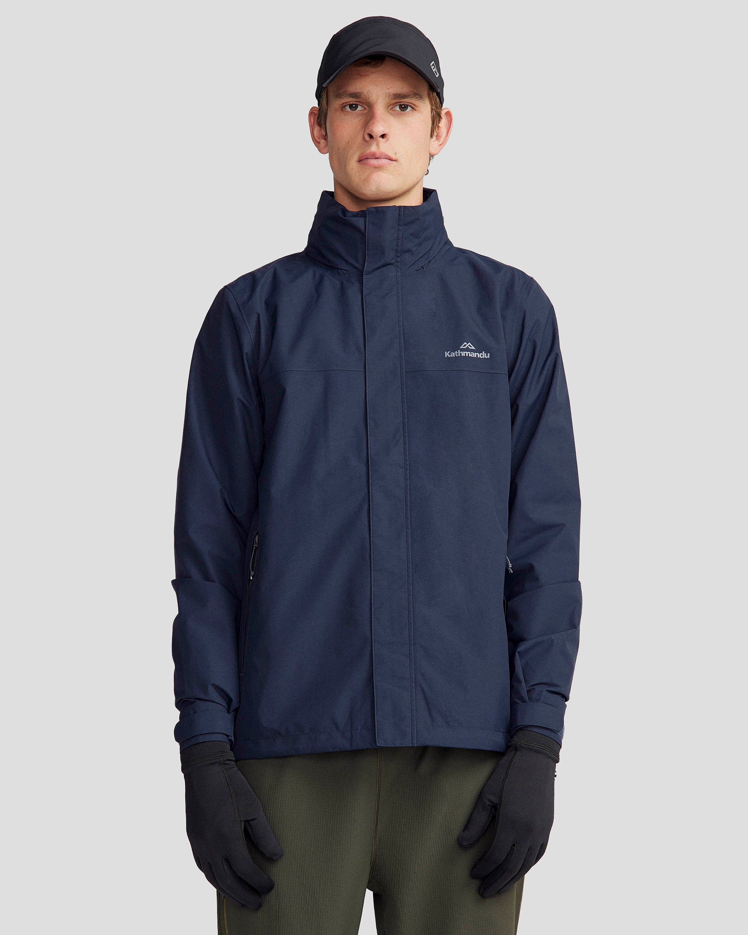 Men's Andulo 2-Layer Waterproof Rain Jacket - Lightweight Windbreaker with Hood, Pure Navy Blue - Perfect for Hiking, Camping & Outdoor Activities