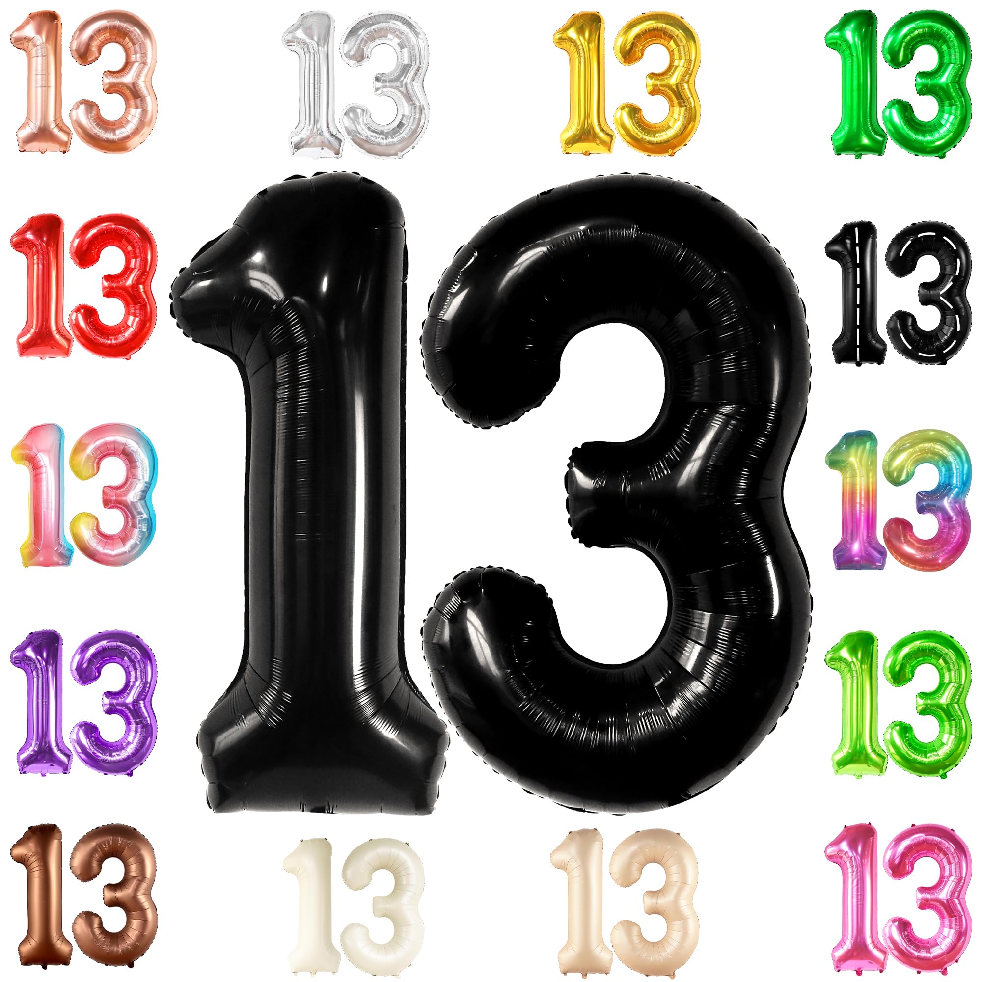 KatchOn 40 Inch Black 13 Balloon Numbers - Large Birthday Decorations for 13th Birthday Party | Teen Boy & Girl Celebration | Perfect for Sweet 16, Quinceañera & Milestone Events