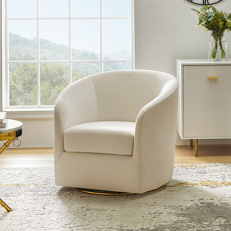 Emanuela Velvet Swivel Barrel Armchair - Modern Accent Chair for Living Room, Bedroom & Office - 360° Rotating Comfortable Lounge Chair with Soft Upholstery - Perfect for Reading, Relaxing & Home Decor