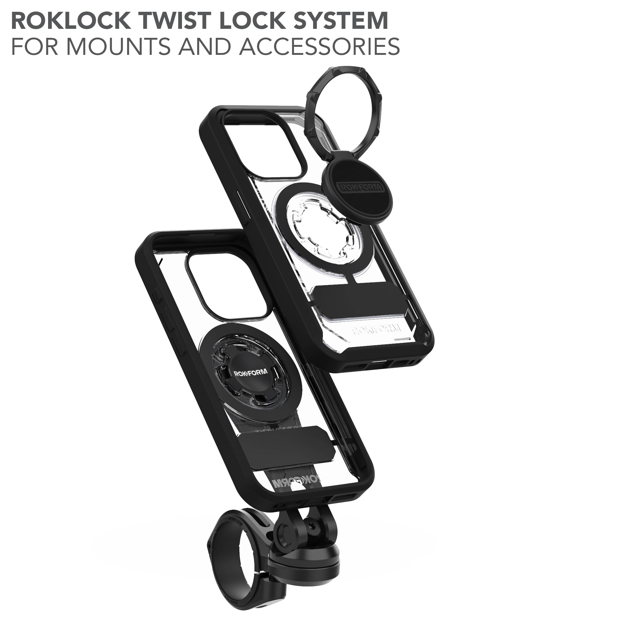 Rokform Crystal Series Magnetic Clear iPhone 15 Pro Case with RokLock Twist Lock - Slim Drop Tested Armor for iPhone 15 Pro | Perfect for Outdoor Adventures, Work & Daily Protection