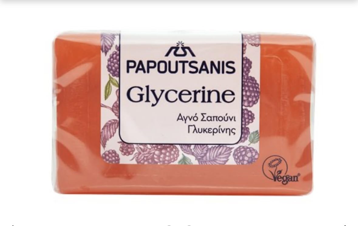 Greek Pure Glycerine Soap with Fruity Berries Scent 125g - Natural Moisturizing Bar Soap for Dry & Sensitive Skin - Perfect for Daily Face & Body Cleansing, Shaving & Aromatherapy