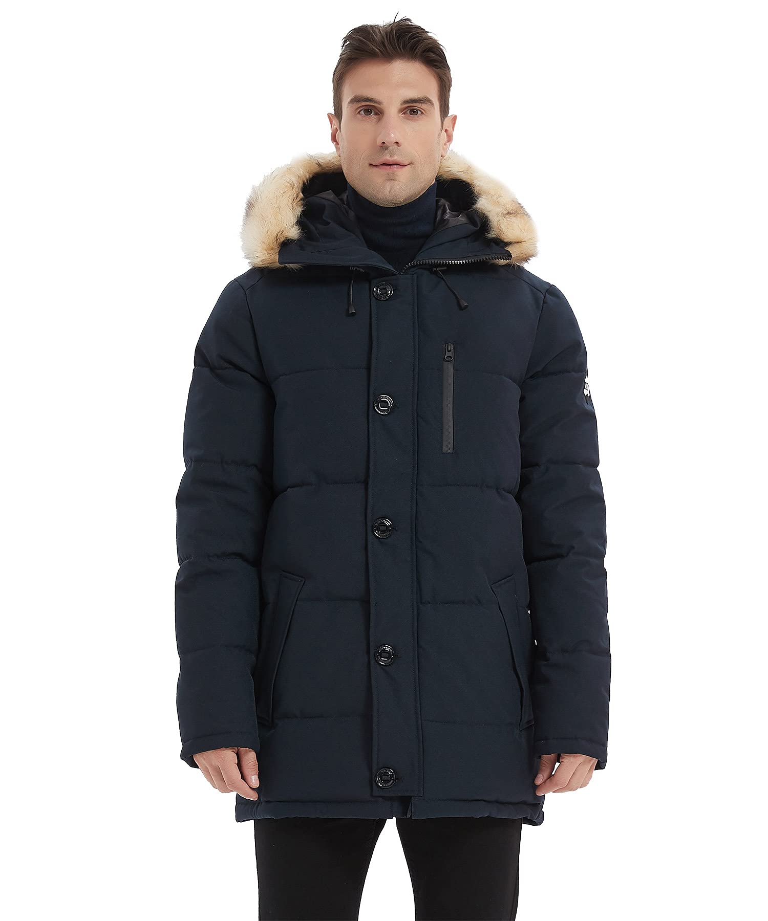 PUREMSX Men's Winter Coat - Windproof, Insulated Thick Outdoor Padded Parka Jacket for Cold Weather | Skiing, Snowboarding & Daily Winter Wear