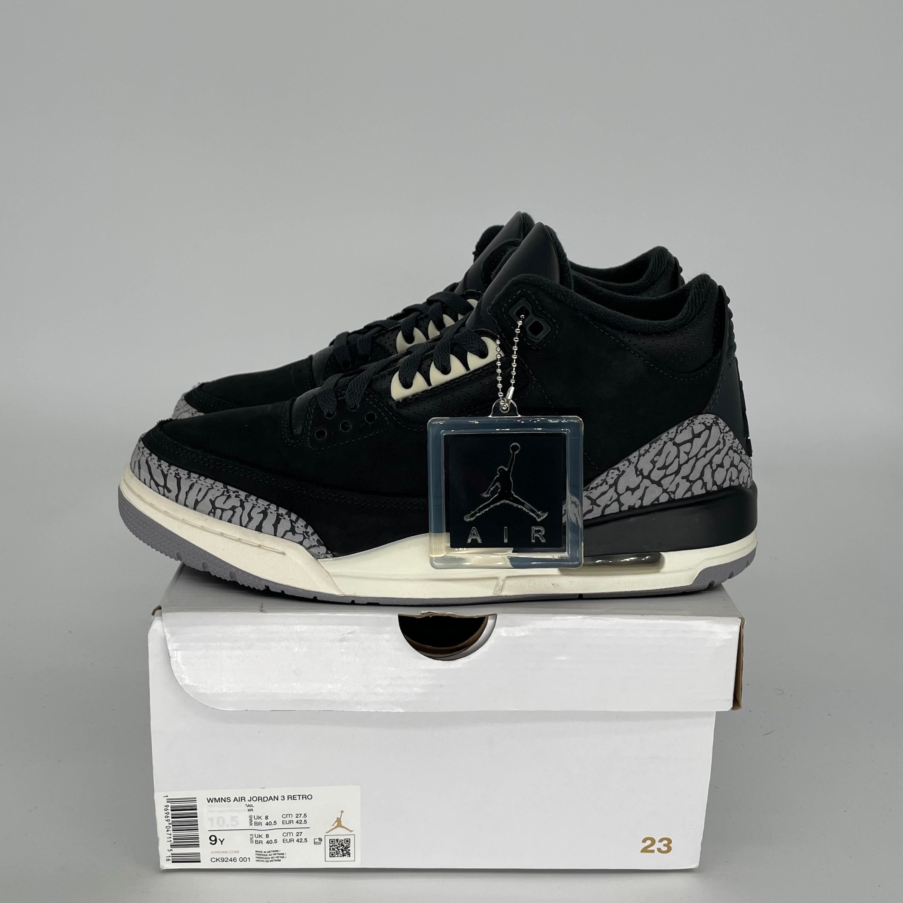 Original Air Jordan 3 Retro 'Off Noir' Men's Basketball Shoes - Size 9 (CK9246-001) | Stylish Sneakers for Casual Wear, Street Fashion & Sports Performance