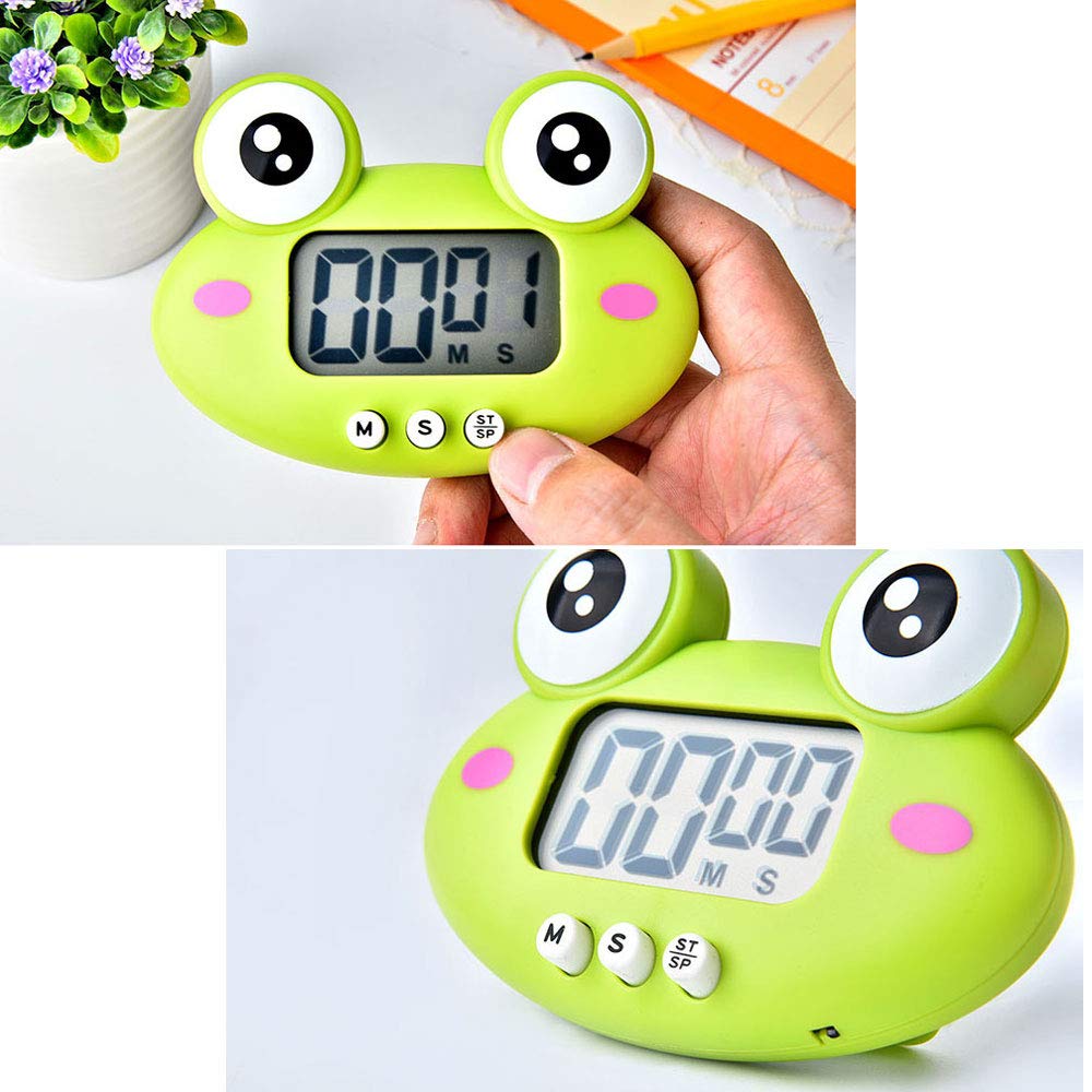 Cartoon Frog Electronic Kitchen Timer - 99 Minute Countdown with Loud Alarm, Cooking Timer for Baking, BBQ, Homework & Classroom (Green)