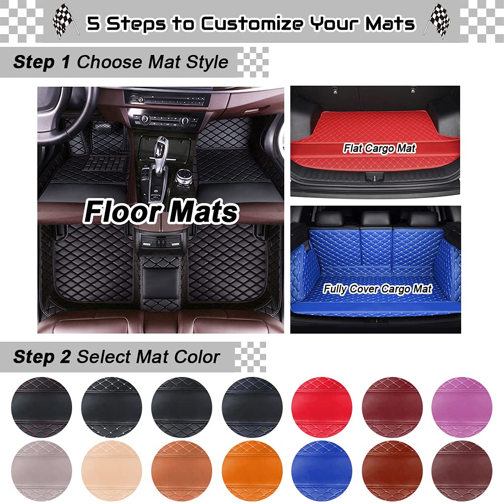 Custom Car Floor Mats - Premium All-Weather Waterproof Floor Liners for Sedan, Hatchback, SUV, Truck & Van | Luxury Leather Protection with Full Coverage (Beige) | Perfect for Daily Commute, Road Trips & Off-Road Adventures