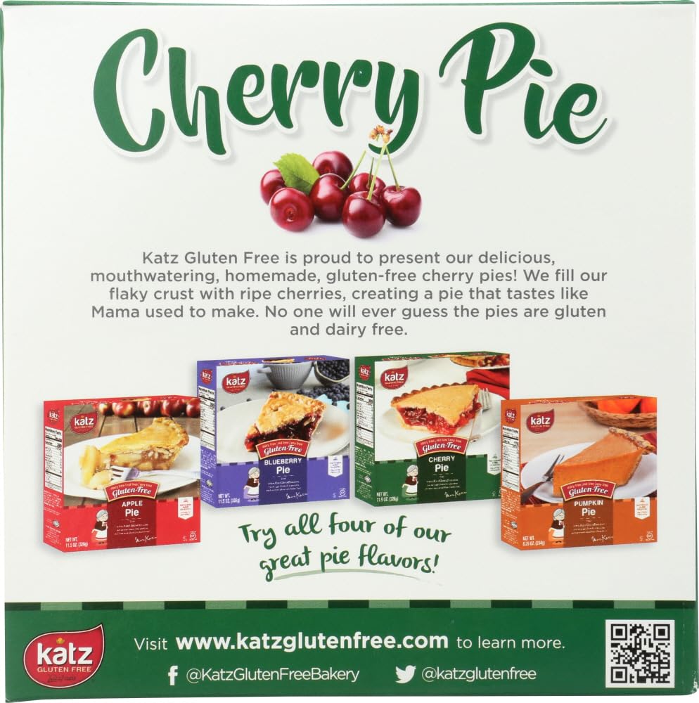Katz Gluten Free Personal Size Cherry Pie - Dairy Free, Nut Free, Soy Free, Kosher Certified (6 Pack, 11.5 oz Each) | Perfect for School Lunches, Picnics & Allergy-Friendly Desserts