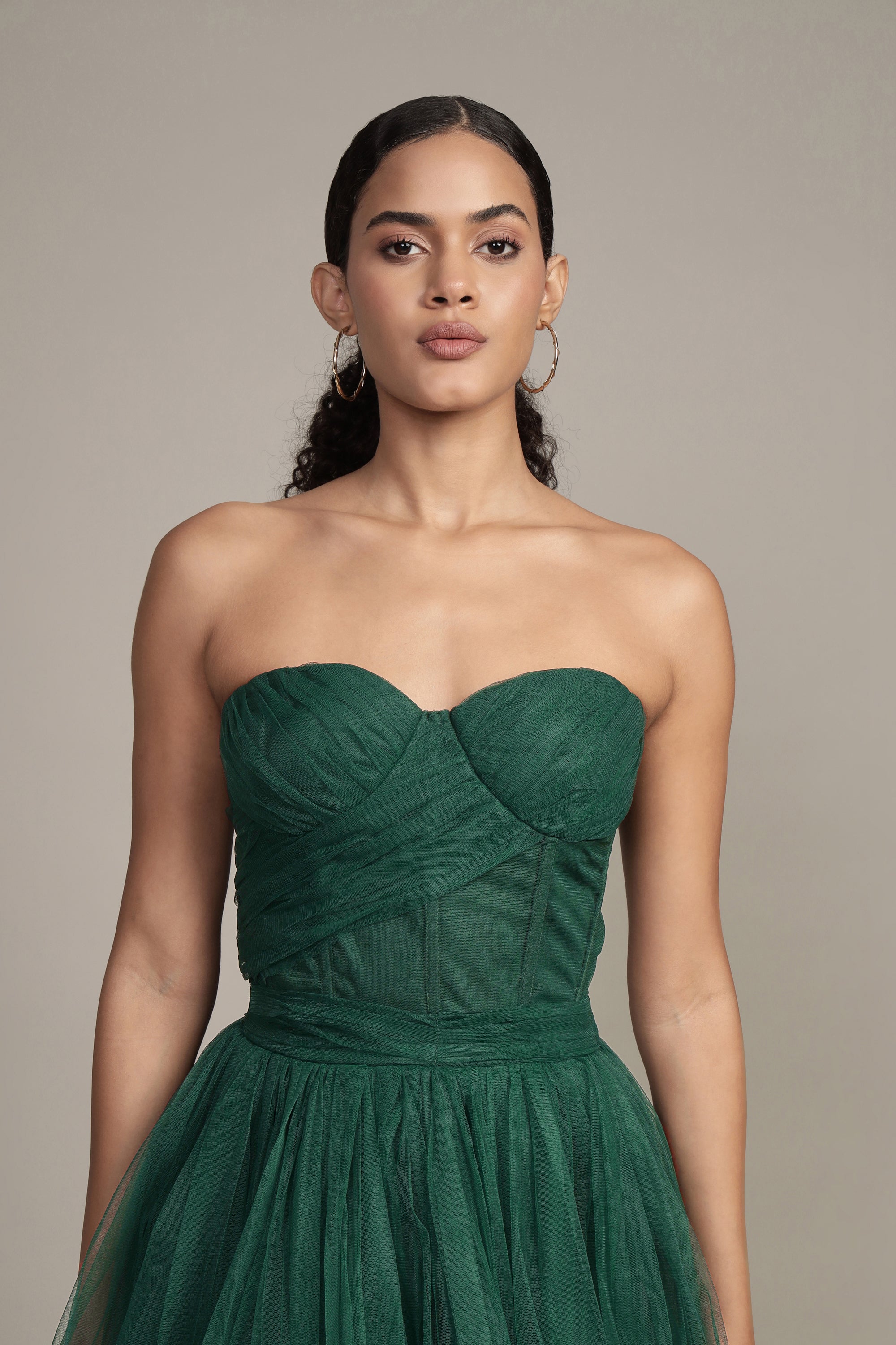 Lauren Green Tulle Mini Dress for Women - Elegant Party Dress for Weddings, Prom, Evening Events & Special Occasions