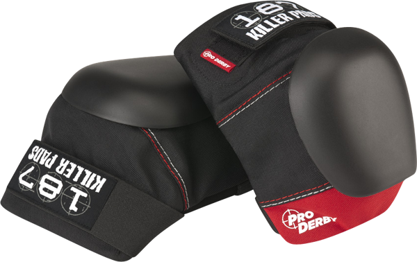 187 Pro Derby Knee Pads XS Black/Red - Protective Skate Gear for Roller Derby, Skateboarding & Extreme Sports - Durable & Comfortable Knee Protection