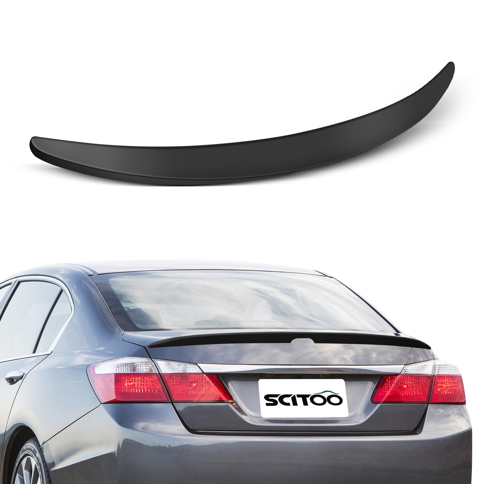 SCITOO ABS Black Rear Trunk Spoiler Wing for Honda Accord 2013-2017 | 4-Door Sedan Exterior Styling Accessory | 3.5L EX Model Replacement | Enhances Aerodynamics & Sporty Look for Street Racing & Car Shows