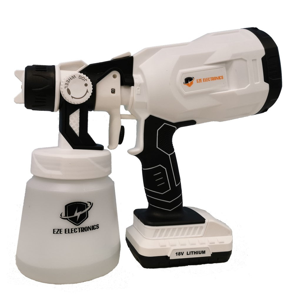 EZE Electronics Cordless Multi-Function Spray Gun - Portable Handheld Disinfectant Sprayer for Home, Car & Outdoor Use (Black/White) - Perfect for Cleaning, Sanitizing & Disinfection
