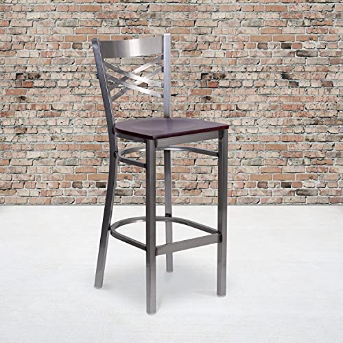 Mahogany Wood Seat/Clear Coated Metal Frame