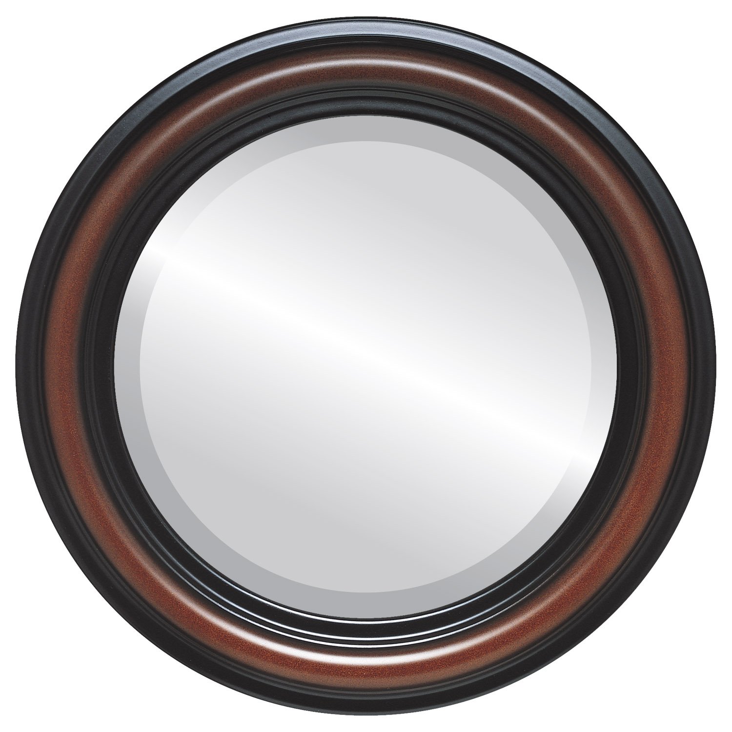 Philadelphia Style Round Beveled Wall Mirror - 28x28 Inches Rosewood Framed Ovalcrest Decorative Mirror for Living Room, Bedroom & Entryway Decor
