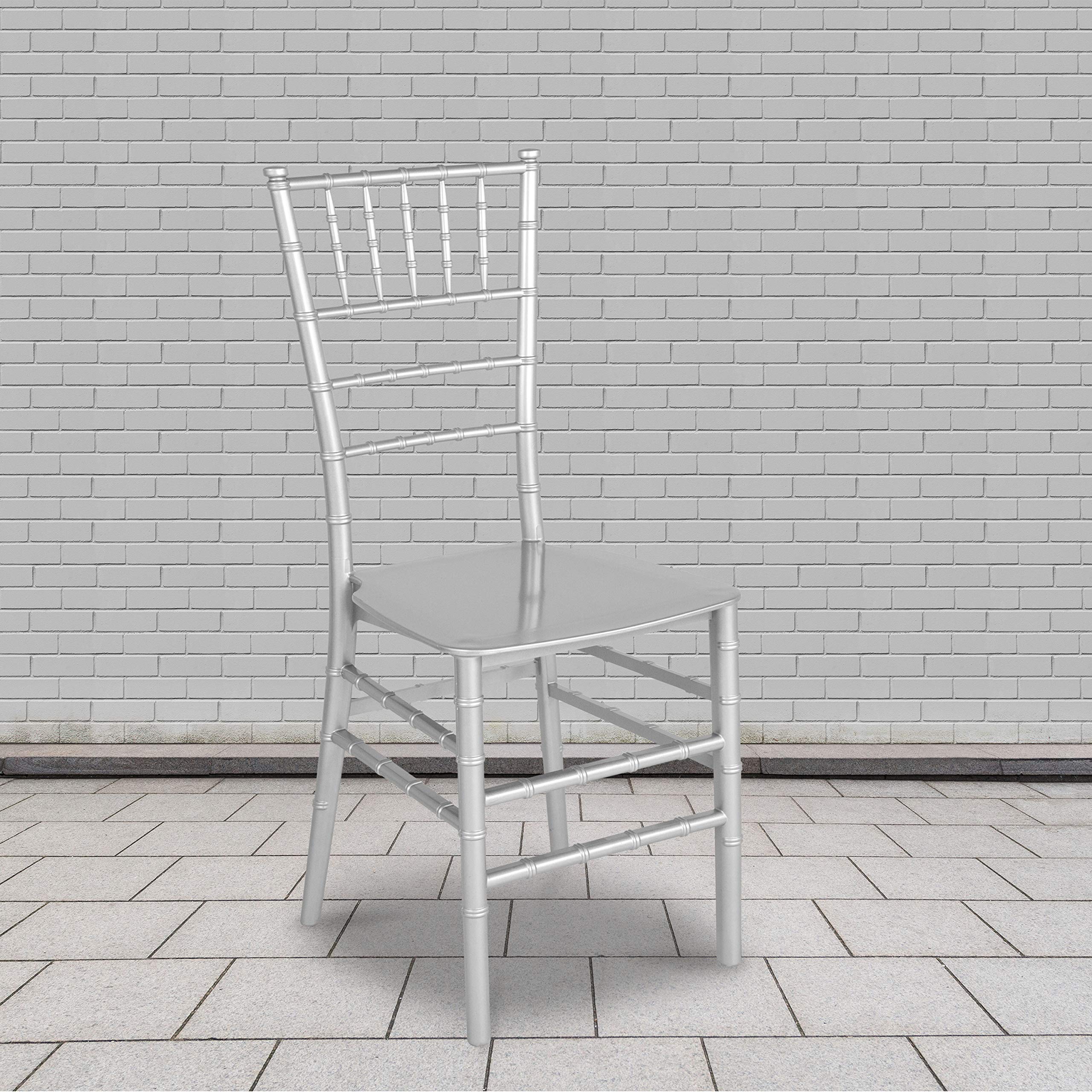 2 Pack Silver Stackable Resin Chiavari Chairs for Weddings, Banquets & Events - Lightweight Durable Event Furniture for Indoor & Outdoor Use