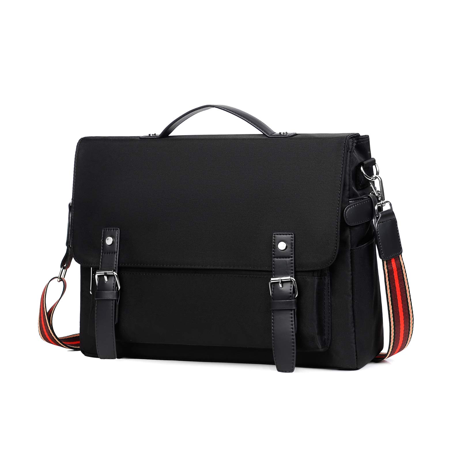 Kamlui Vintage Canvas Laptop Bag - 15.6 Inch Waterproof Briefcase for MacBook Pro/Air, HP, Dell - Stylish Tote & Shoulder Messenger for Men & Women - Perfect for Work, Travel & School (Black)