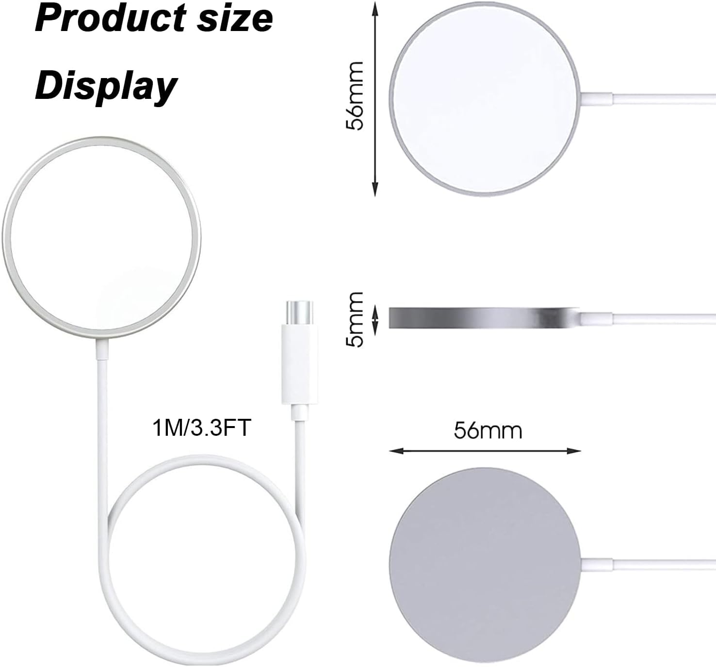 Apple Magsafe Wireless Charger - MFi Certified 15W Fast Charging with Magnetic Alignment, Type C Wall Charger for iPhone 15/14/13/12/11/Pro/Pro Max/SE - Perfect for Home, Office & Travel Charging