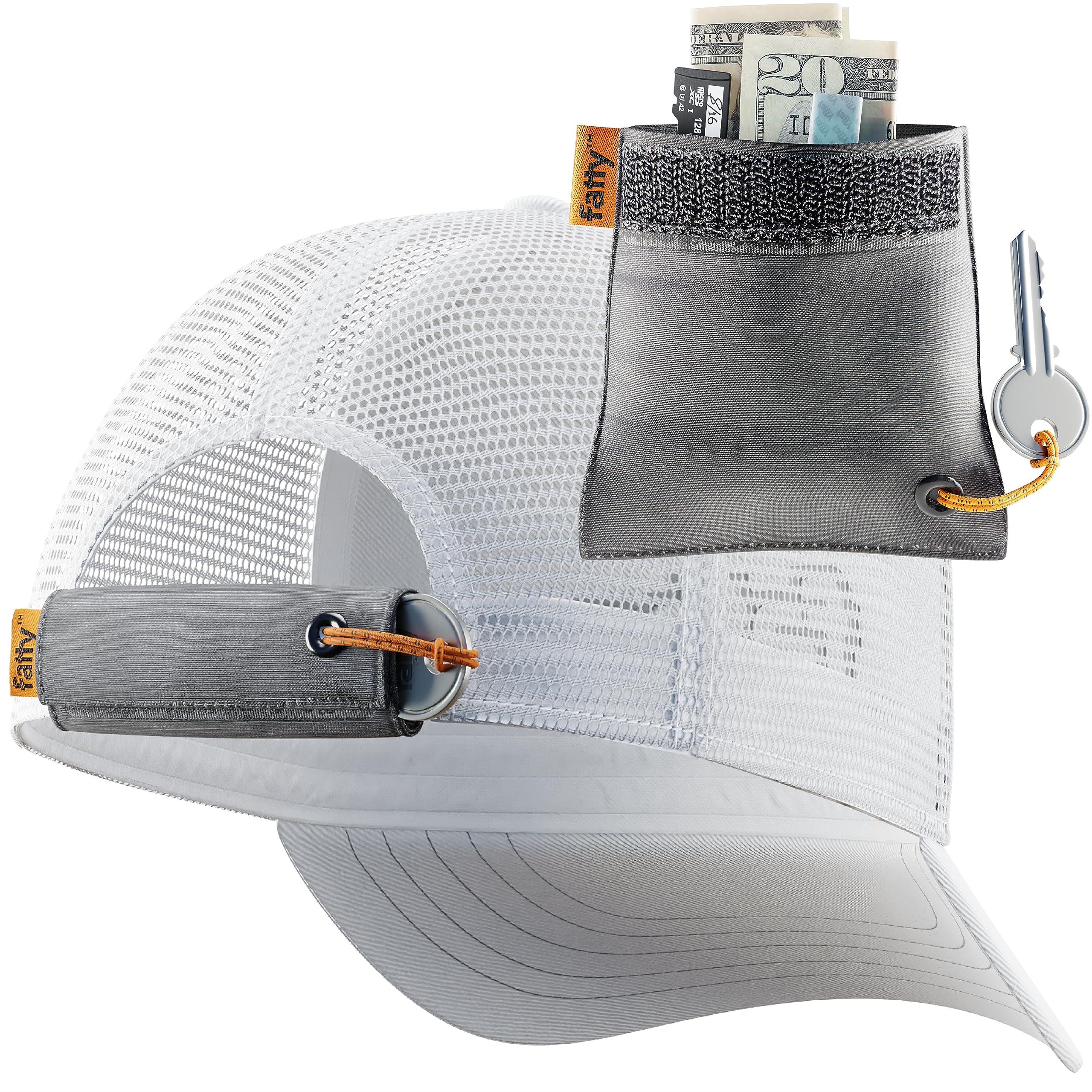 FATTYPACK - Detachable Hat Storage Pocket for Cash, Keys, Medicine & Essentials - Convenient Organizer for Golf, Hiking, Travel & Outdoor Activities