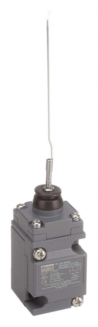 Dayton 12T851 SPDT Omnidirectional Limit Switch with Cat Whisker Actuator - Perfect for Industrial Automation, CNC Machines, and Safety Control Systems