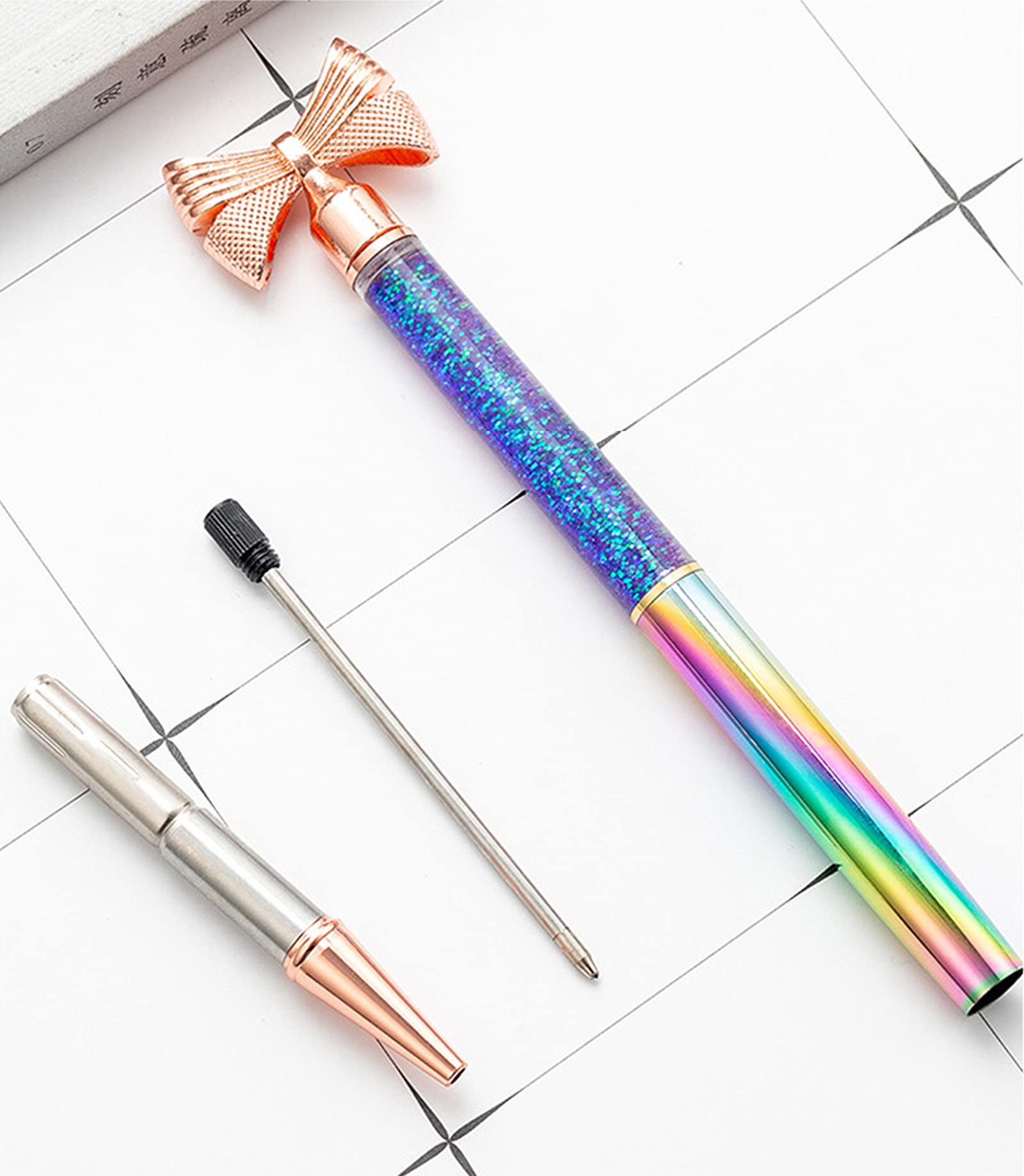 Gullor 5-Pack Metal Small Bow Ballpoint Pens with Black Ink - Bling Bow Gift Pens for Women, Office, School & Party Supplies (Multicolor) - Perfect for Note Taking, Journaling, Gift Giving & Special Occasions
