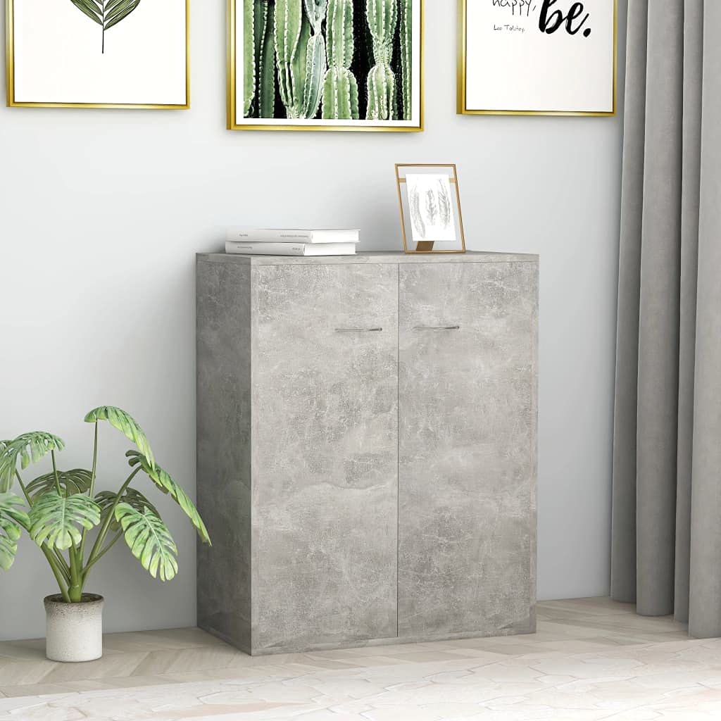 Queen.Y Buffet Sideboard Console Table - Wooden Storage Cabinet with 2 Doors for Entryway, Kitchen, Dining & Living Room - Concrete Gray | Perfect for Home Organization & Stylish Storage Solutions