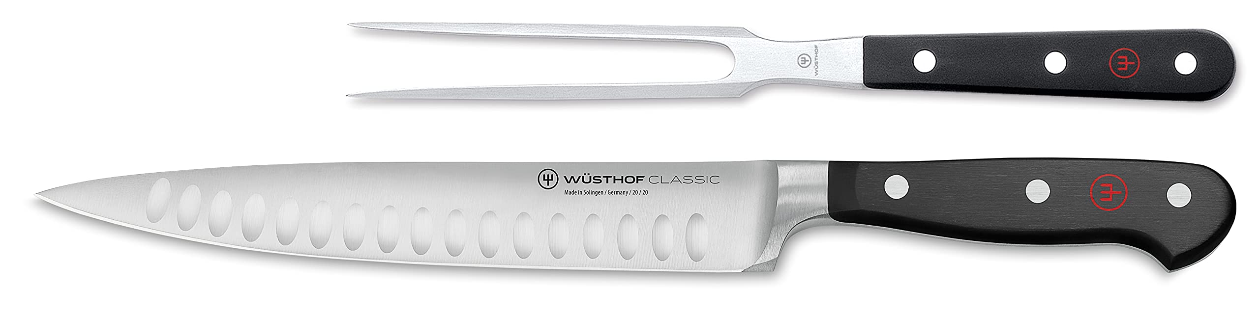 WÜSTHOF Classic 2-Piece Carving Knife Set - Black High Carbon Steel Kitchen Knives for Slicing Roast Beef, Turkey & Ham - Perfect for Holiday Dinners & Professional Chefs