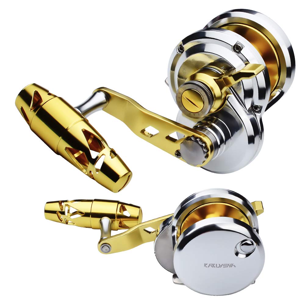 Saltwater Heavy Duty Fishing Jigging Reel - Deep Ocean Big Offshore Round Aluminum Trolling Reel for Offshore Fishing & Deep Sea Angling | Perfect for Saltwater Game Fish, Tuna, Marlin & Big Game Fishing