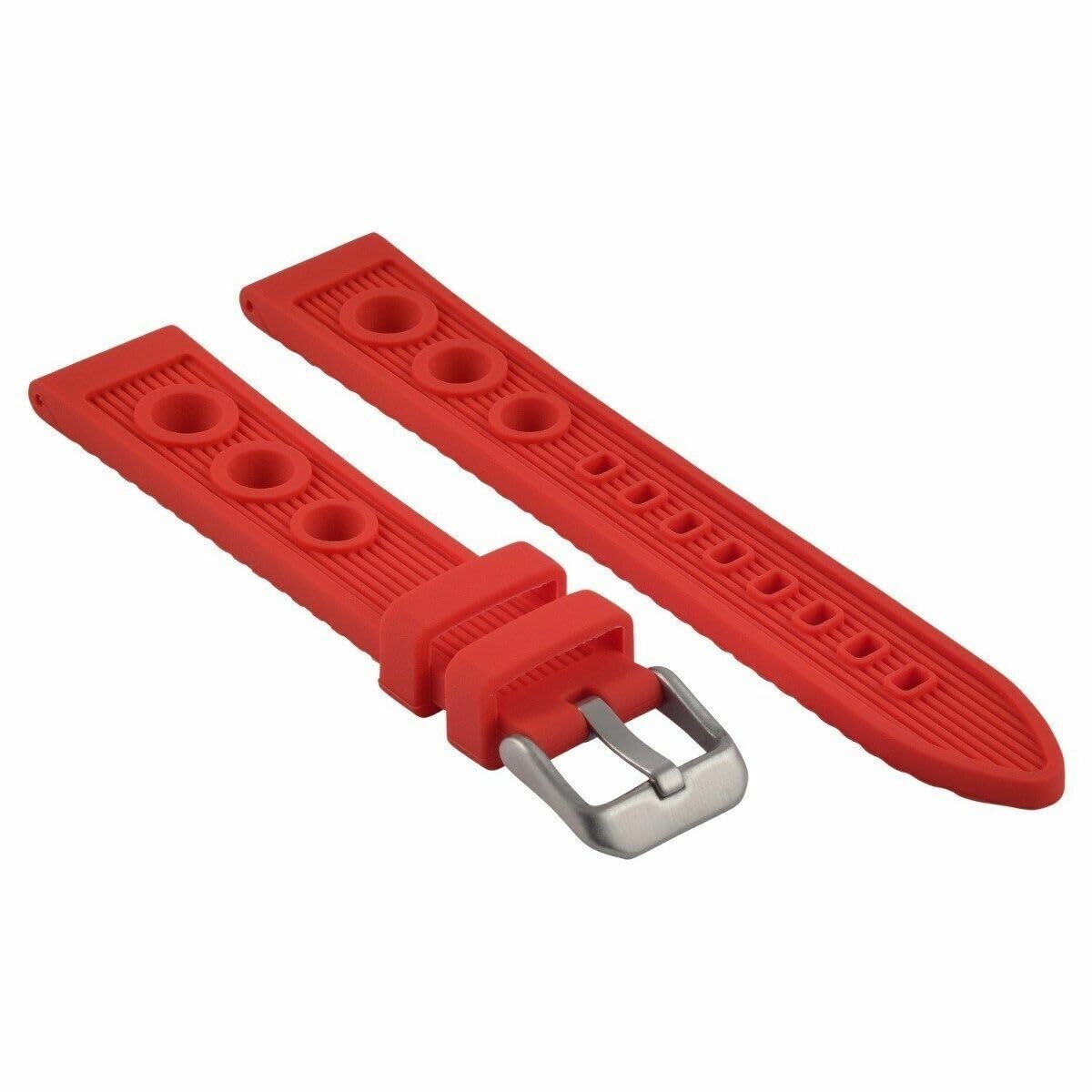 **18mm Rubber Diver Watch Band Strap Compatible with Breitling Chronomat A13035 Avenger Red - Durable Replacement Strap for Water Sports & Outdoor Adventures**