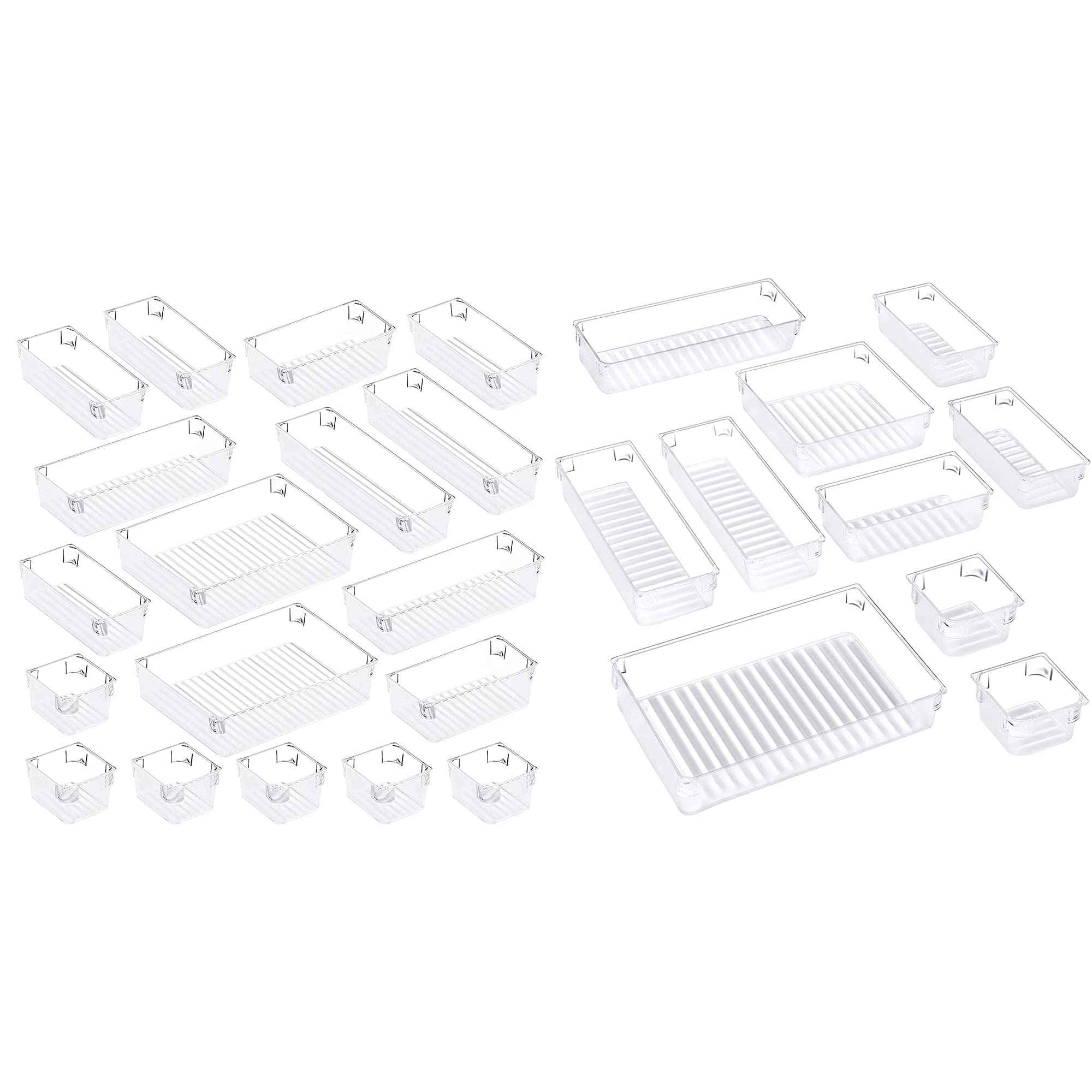 Puroma 18-Piece & 10-Piece Desk Drawer Organizer Set - Plastic Storage Trays for Office Supplies, Makeup, Jewelry & Home Organization - Perfect for Office, Bathroom & Bedroom Storage Solutions