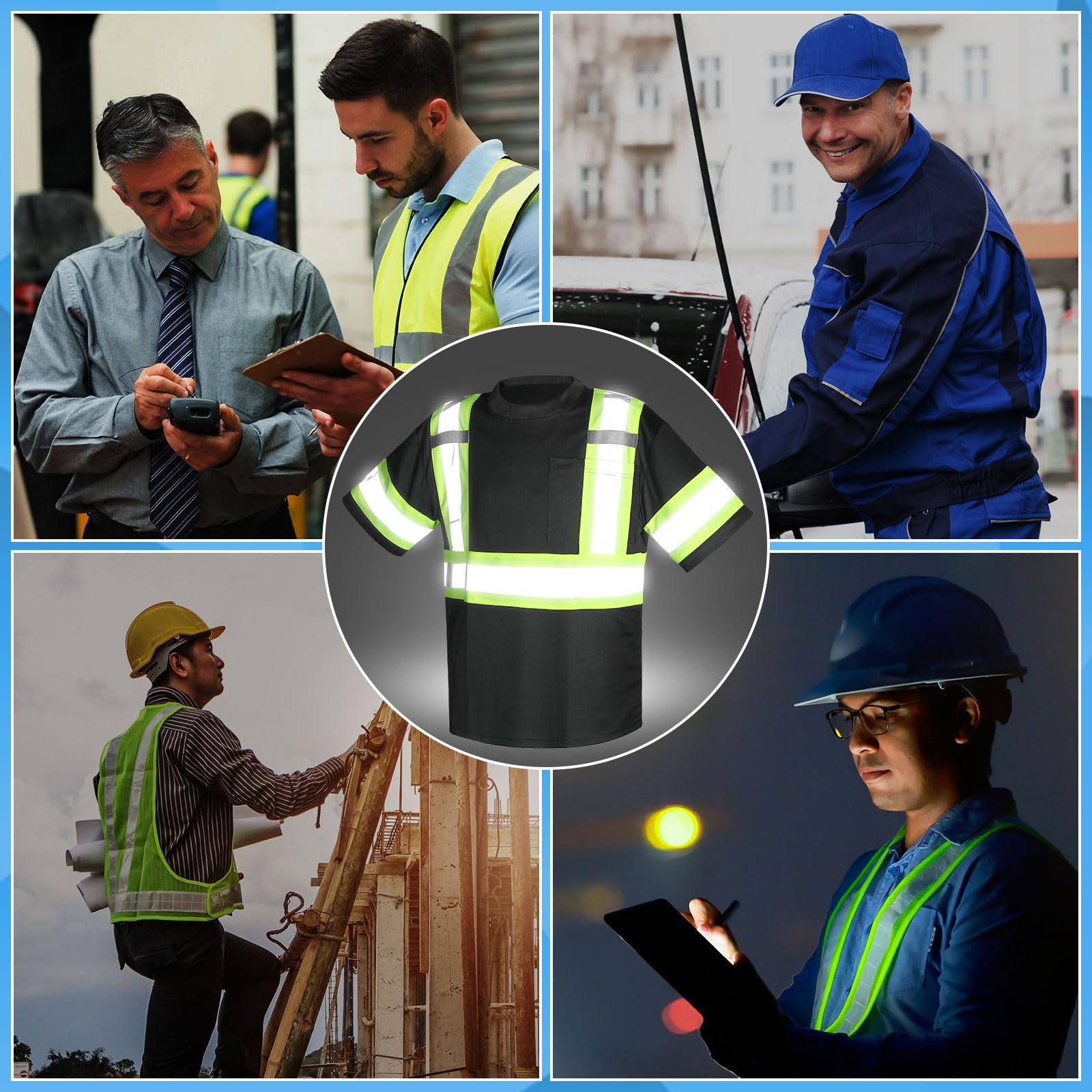 12 Pack High Visibility Reflective Safety T-Shirts - Breathable Work Shirts for Construction & Outdoor Jobs - OSHA Compliant Safety Apparel for Men & Women - Ideal for Night Work, Road Construction & Emergency Responders