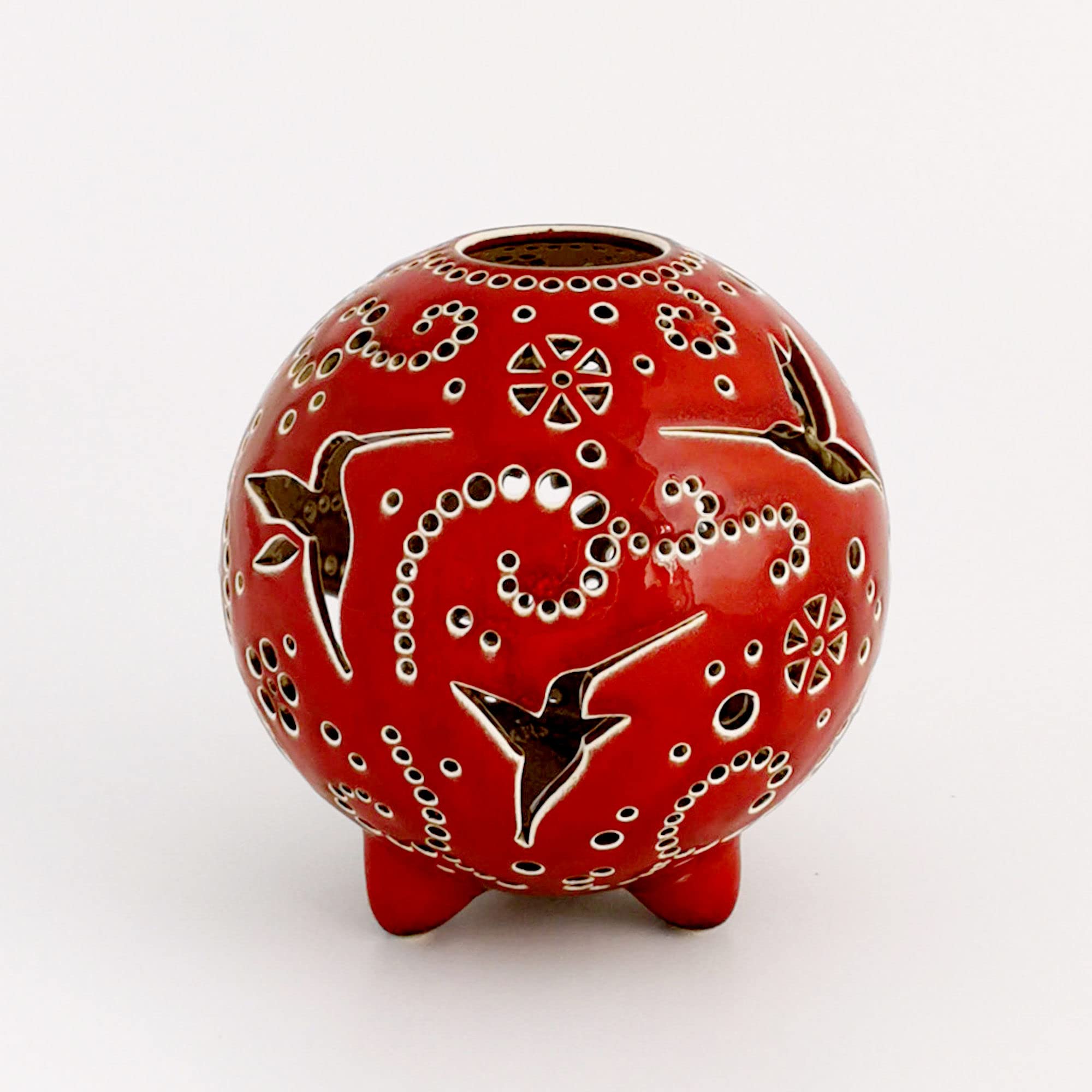Handmade Hummingbird Ceramic Candle Holder - Bird Themed Home Decor, Pottery Candle Lantern with Round Shadow Effect, Tabletop Tealight Holder for Wedding, Anniversary, Birthday Gift for Women - Perfect for Romantic Dinners, Spa Nights and Home Decoration
