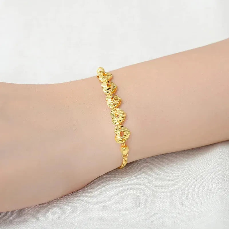 24K Pure Gold Bracelet 999 Solid Gold Bangle for Women - Romantic Heart Design, Classic & Trendy Jewelry Gift for Anniversary, Valentine's Day, Birthday & Party Wear (2023 New Collection)