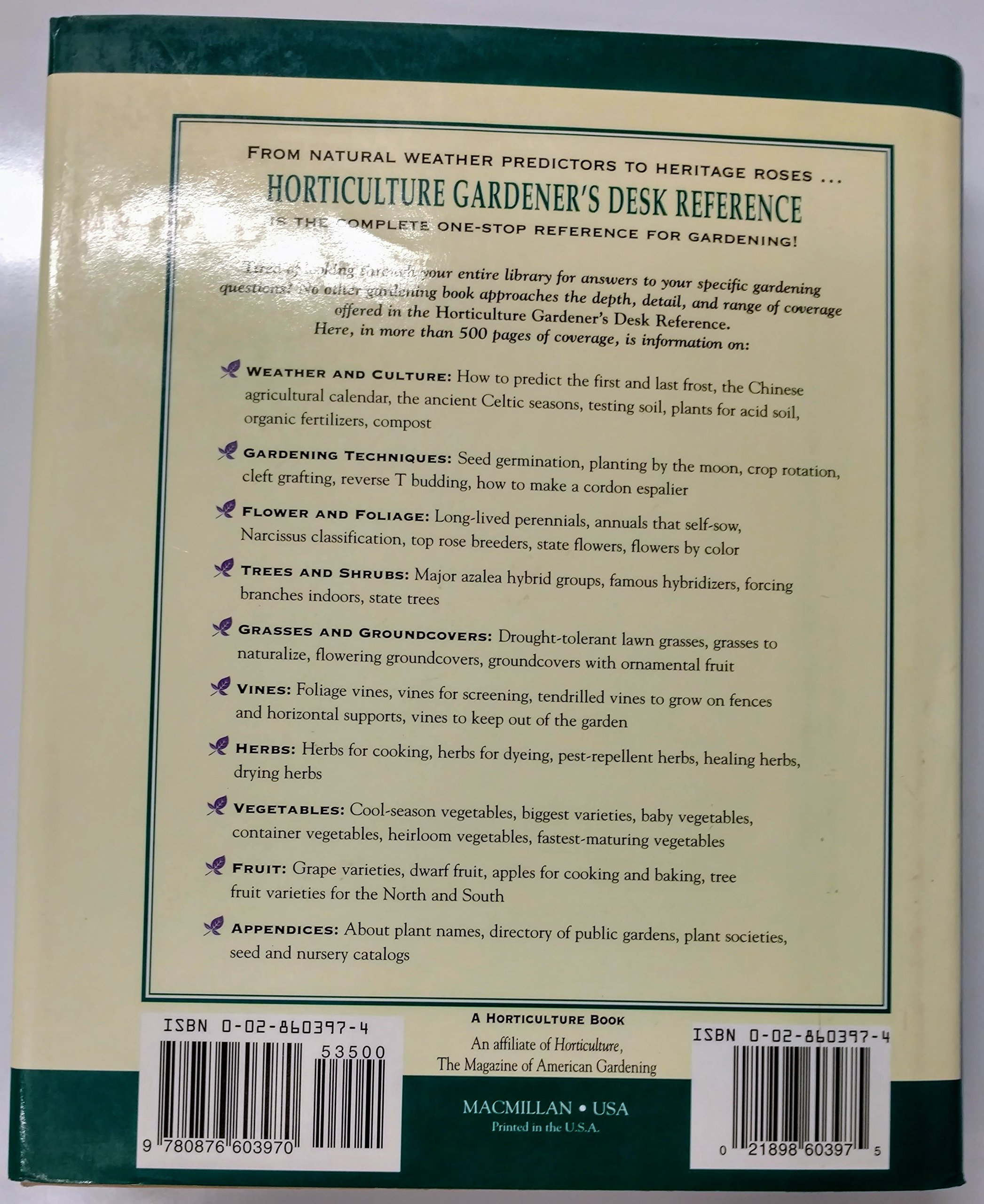 Gardener's Desk Reference Guide - Horticulture Tips for Home & Office