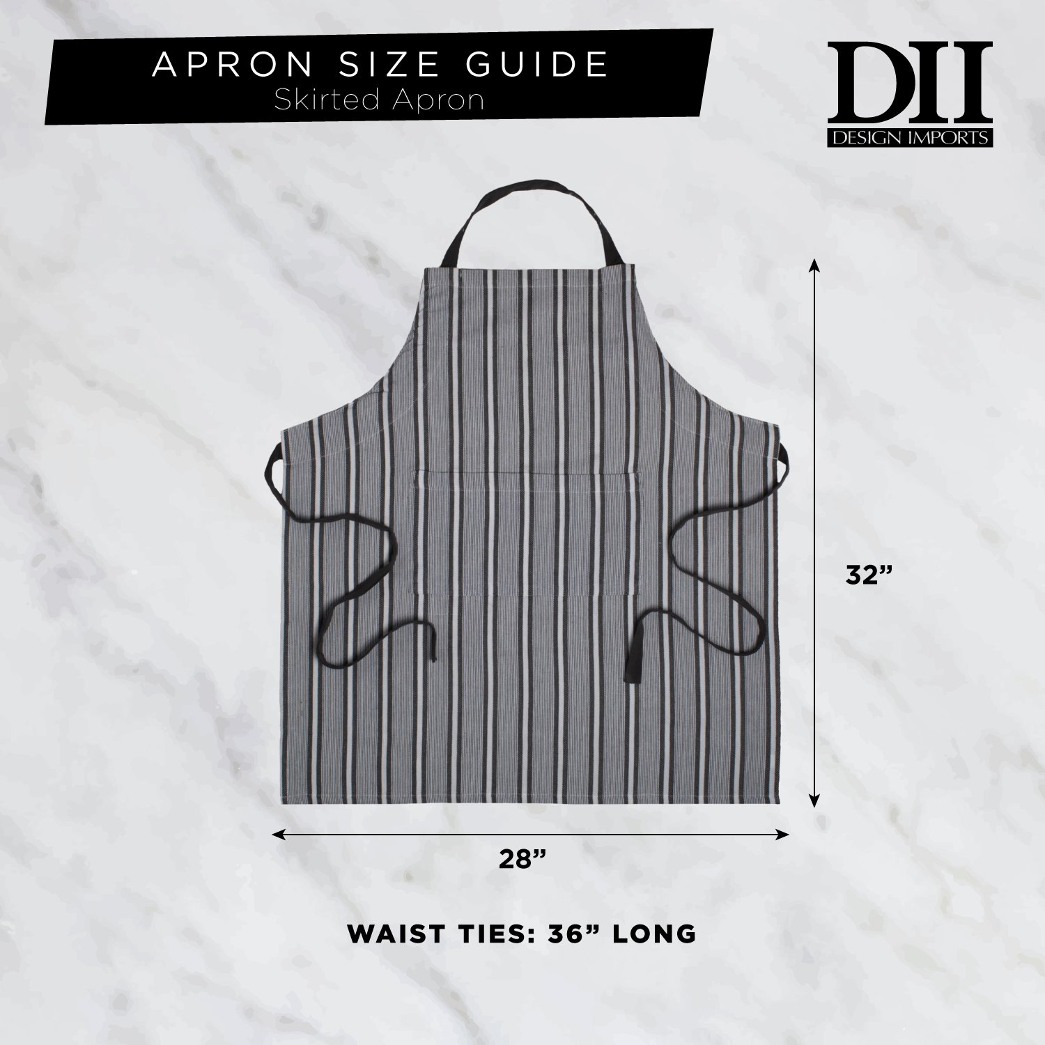 Stylish DII French Stripe Chambray Gray Chef Apron - Premium Kitchen Collection for Cooking, Baking & BBQ - Perfect for Home Chefs & Professional Cooks