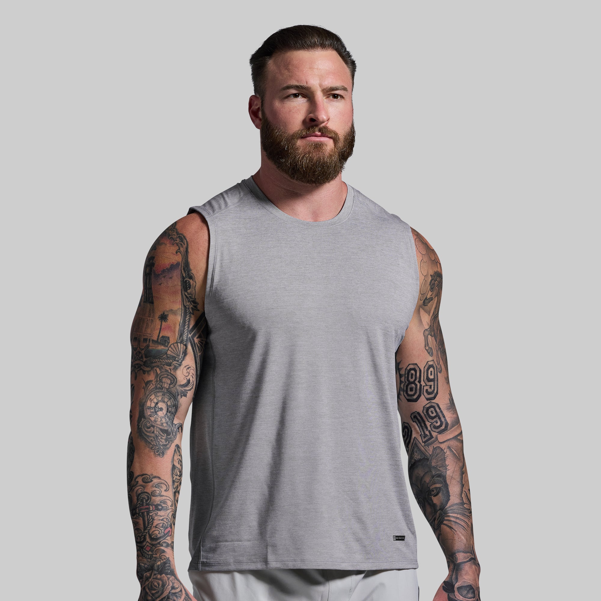 Men's Workout Muscle Tank Top - Light Heather Grey Gym Shirt for Weightlifting & Running - Comfortable Breathable Athletic Tee for Fitness & Training